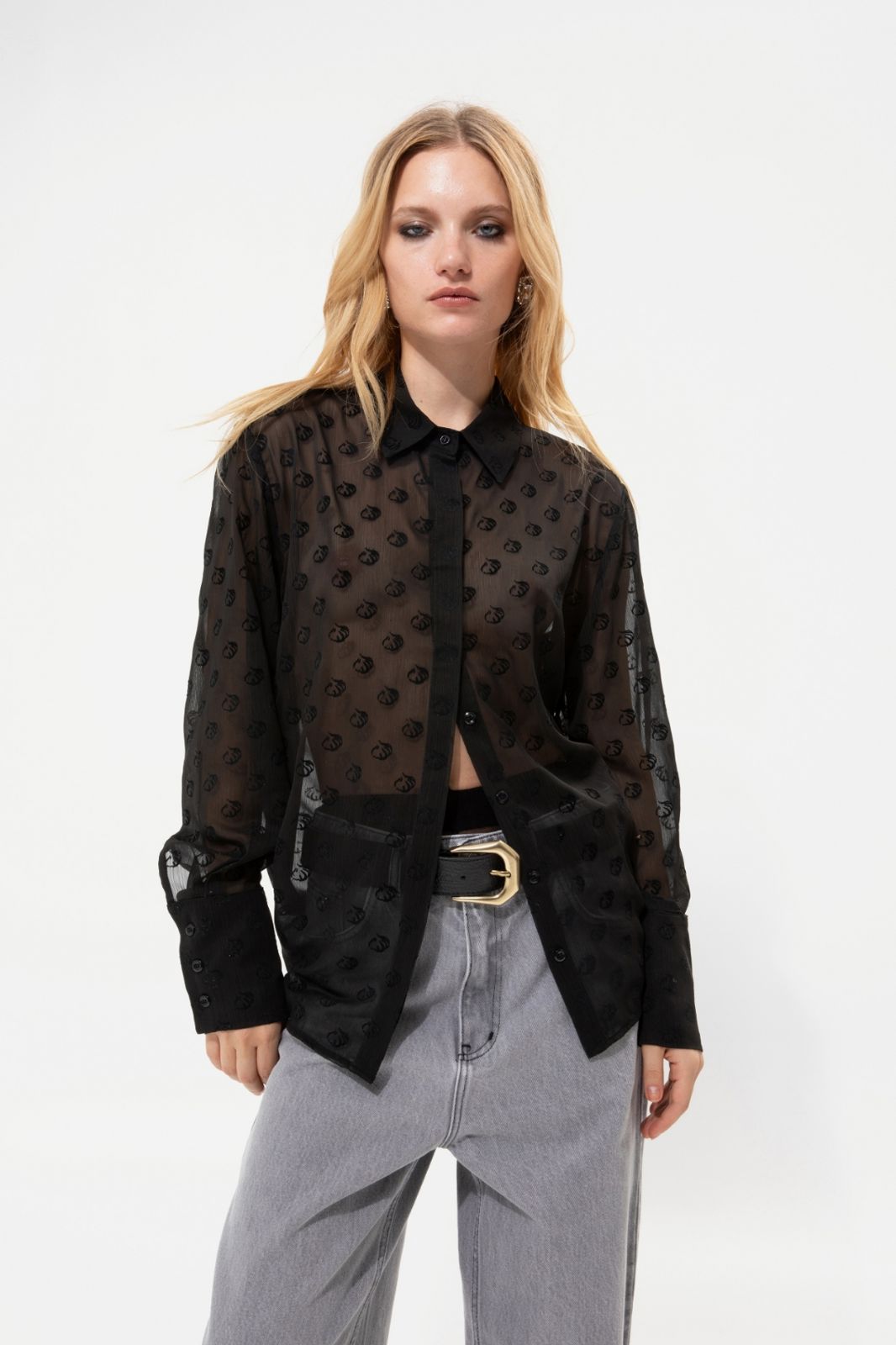 Picture of Black Shirt With Charm Garlic Print