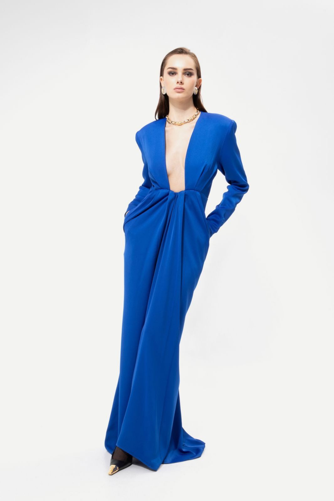 Picture of Royal Blue Satin Gown