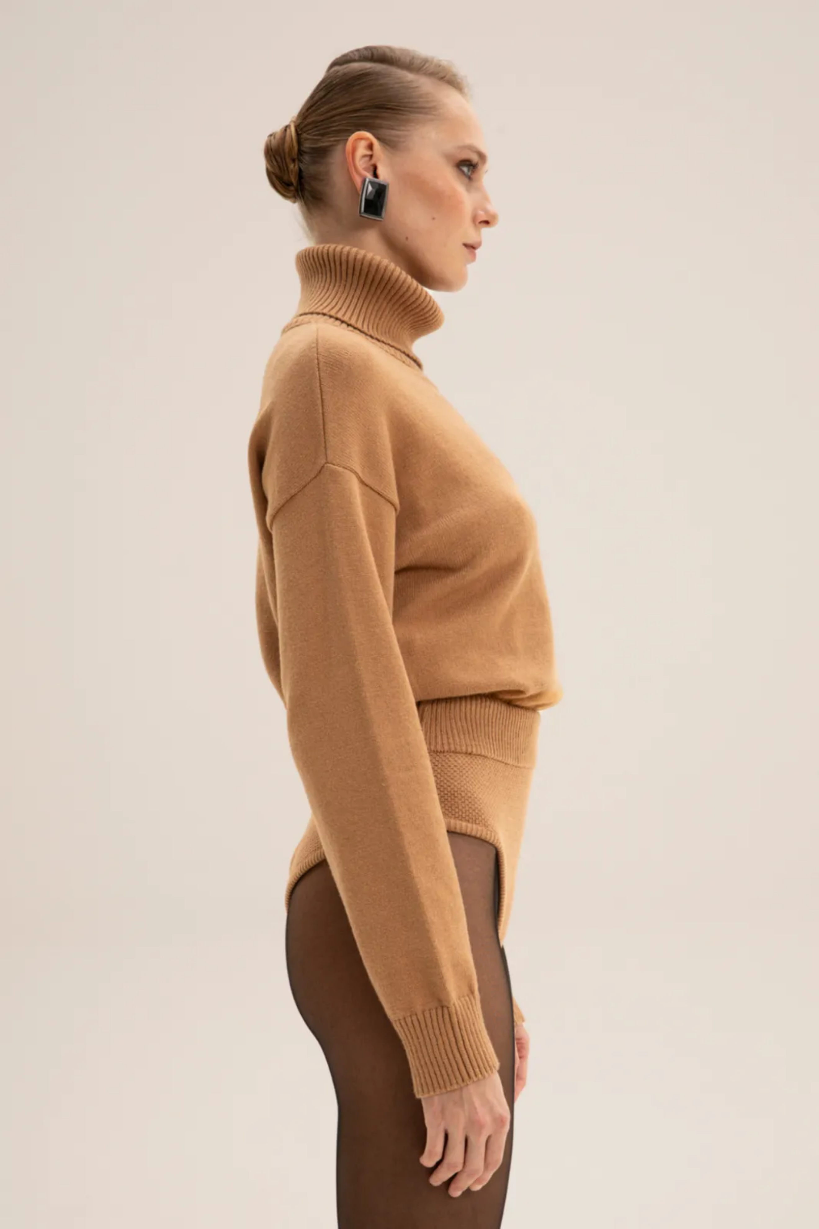 Picture of Colette Camel High Waisted Knit Shorts