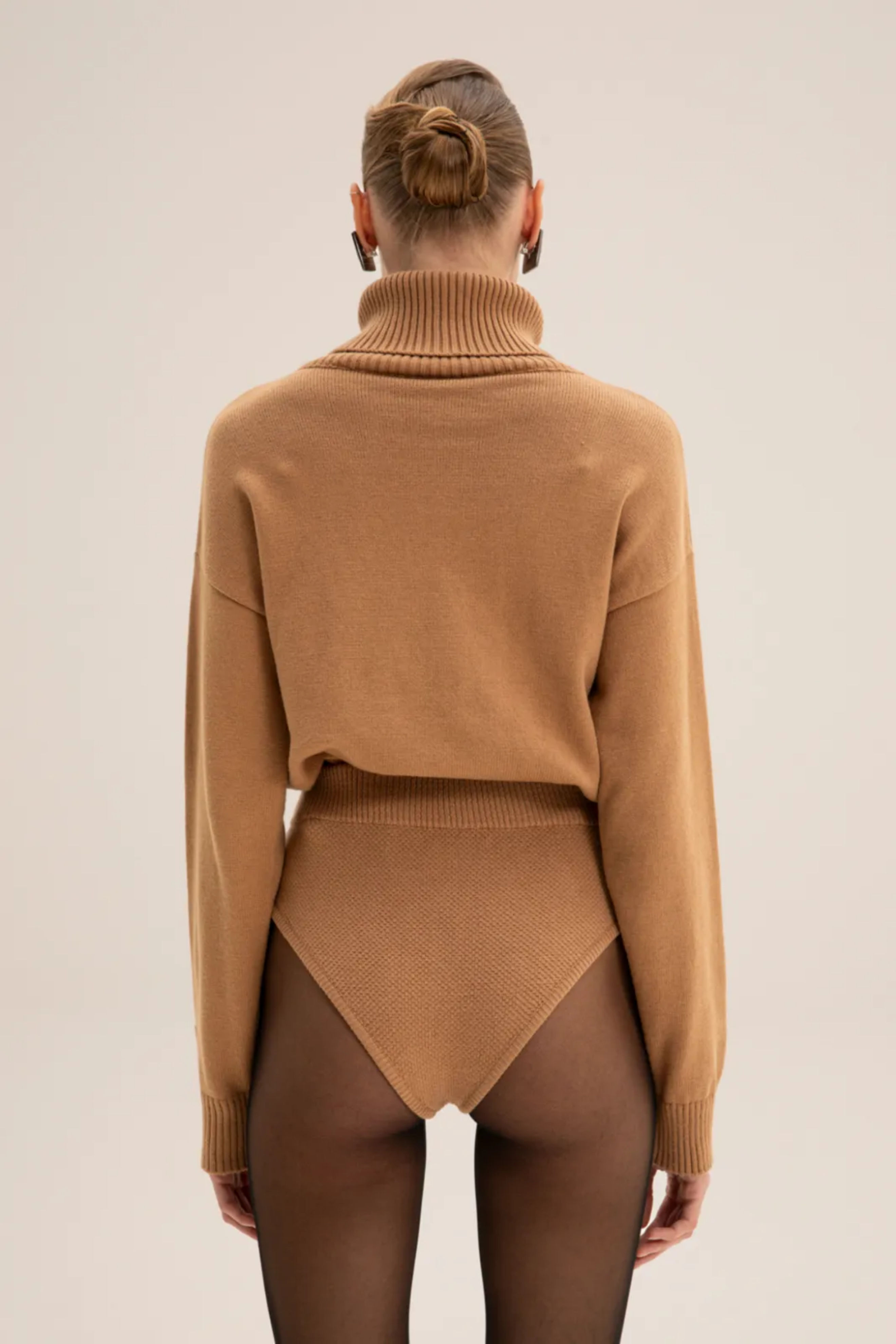 Picture of Colette Camel High Waisted Knit Shorts