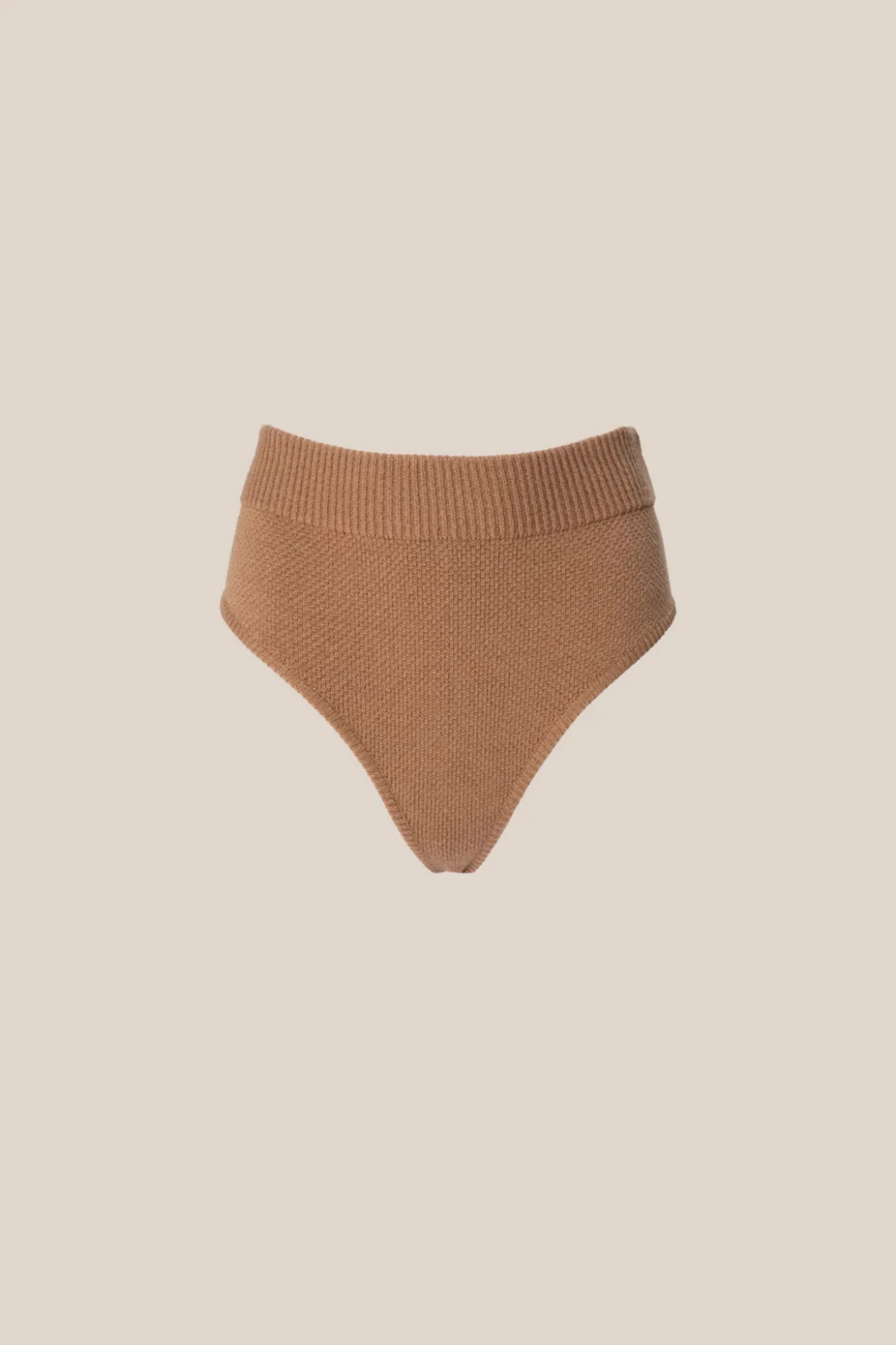 Picture of Colette Camel High Waisted Knit Shorts