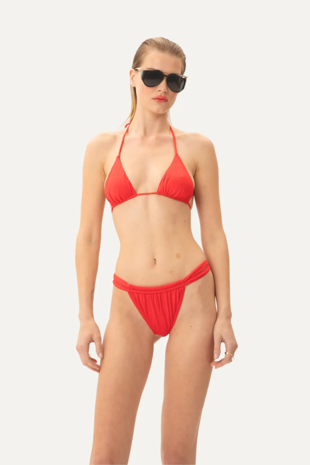 Picture of Red Crush Gathered Strap Bikini Bottoms
