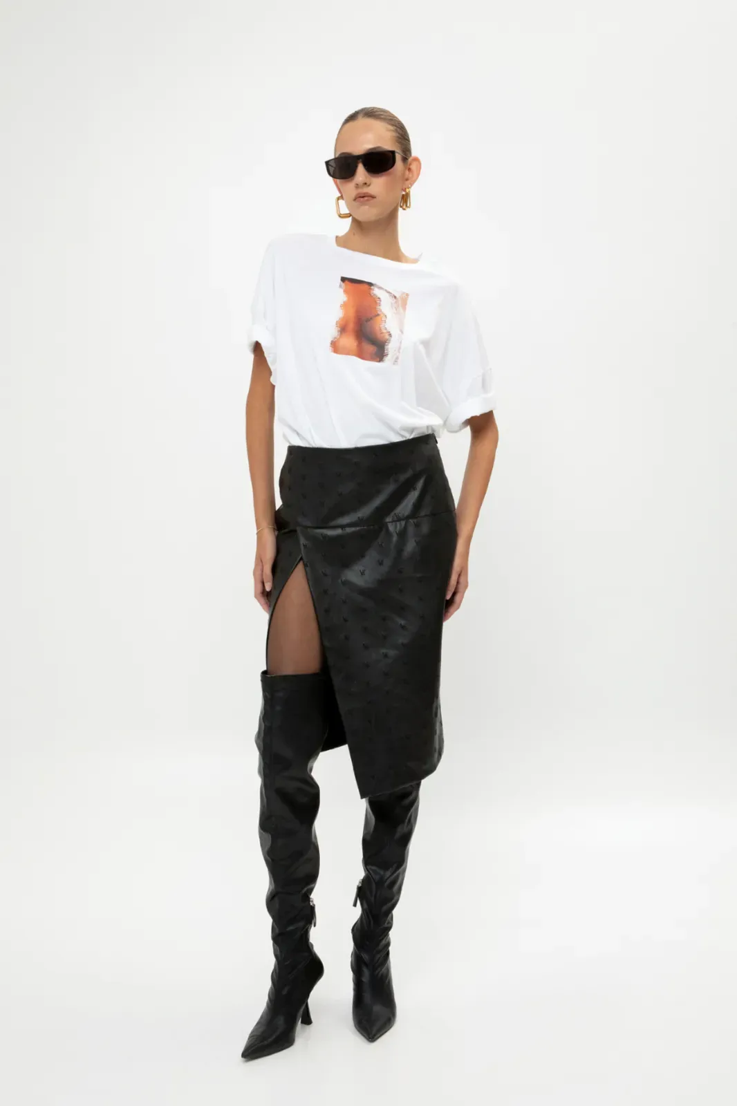 Picture of Black Faux Leather Skirt