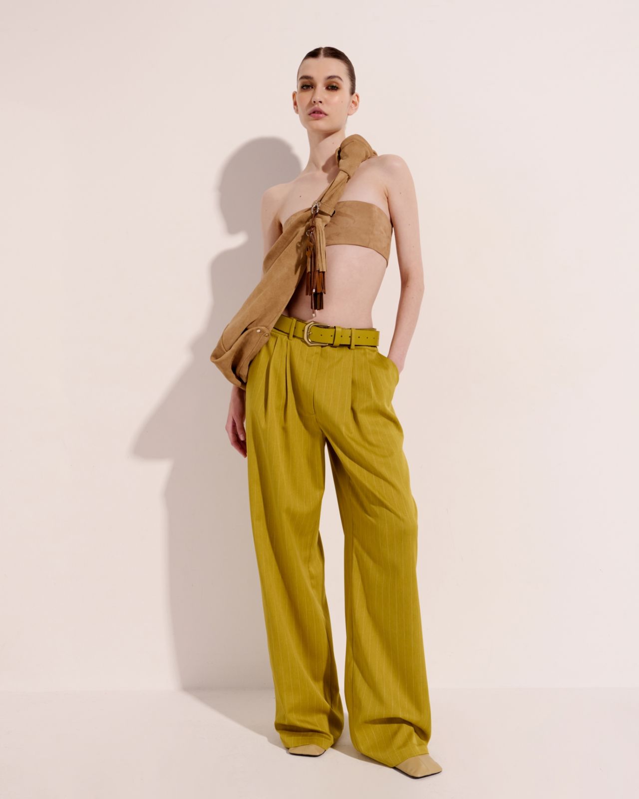 Picture of Beige Suede Shoulder Bag