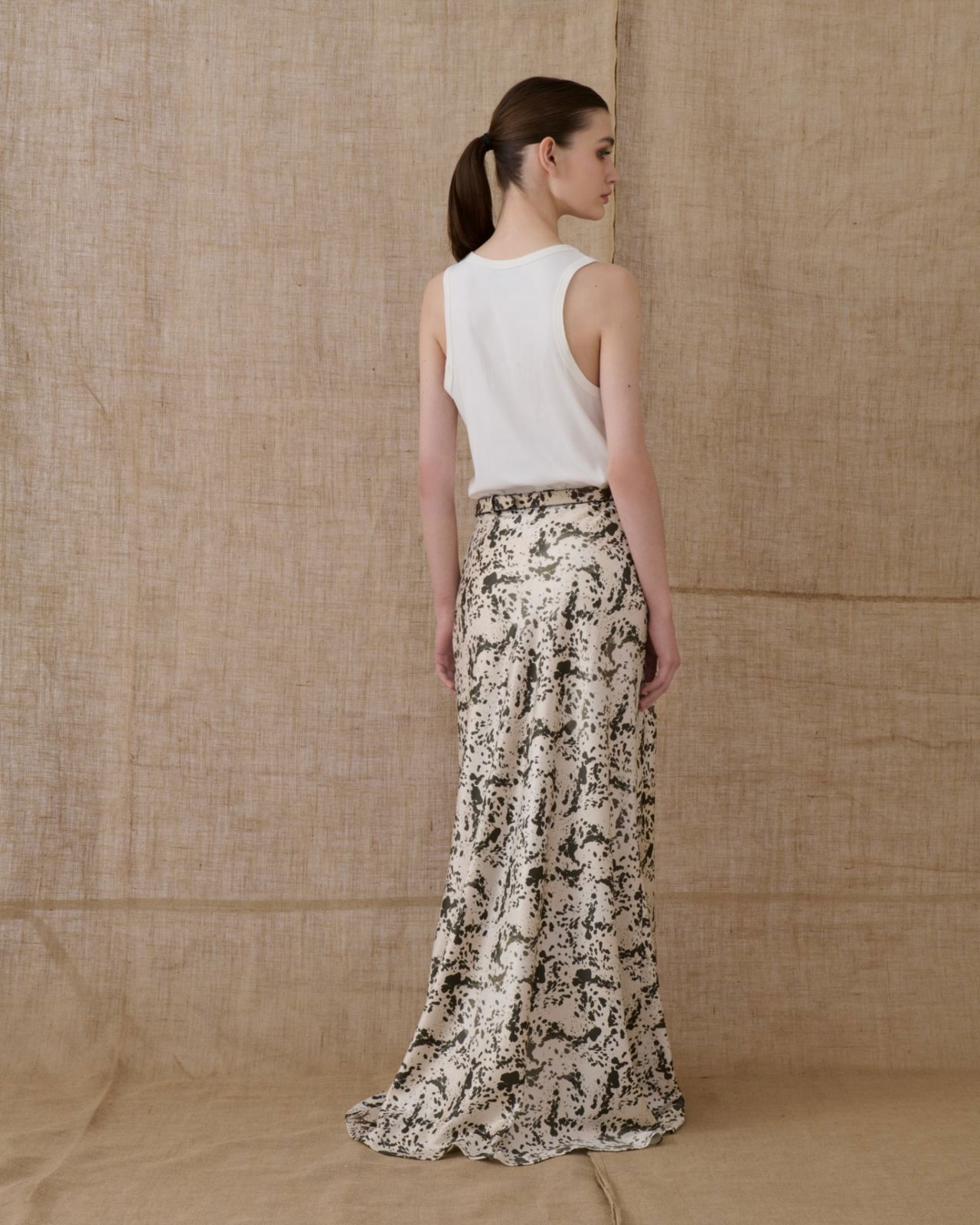 Picture of Satin Long Skirt with Animal Print