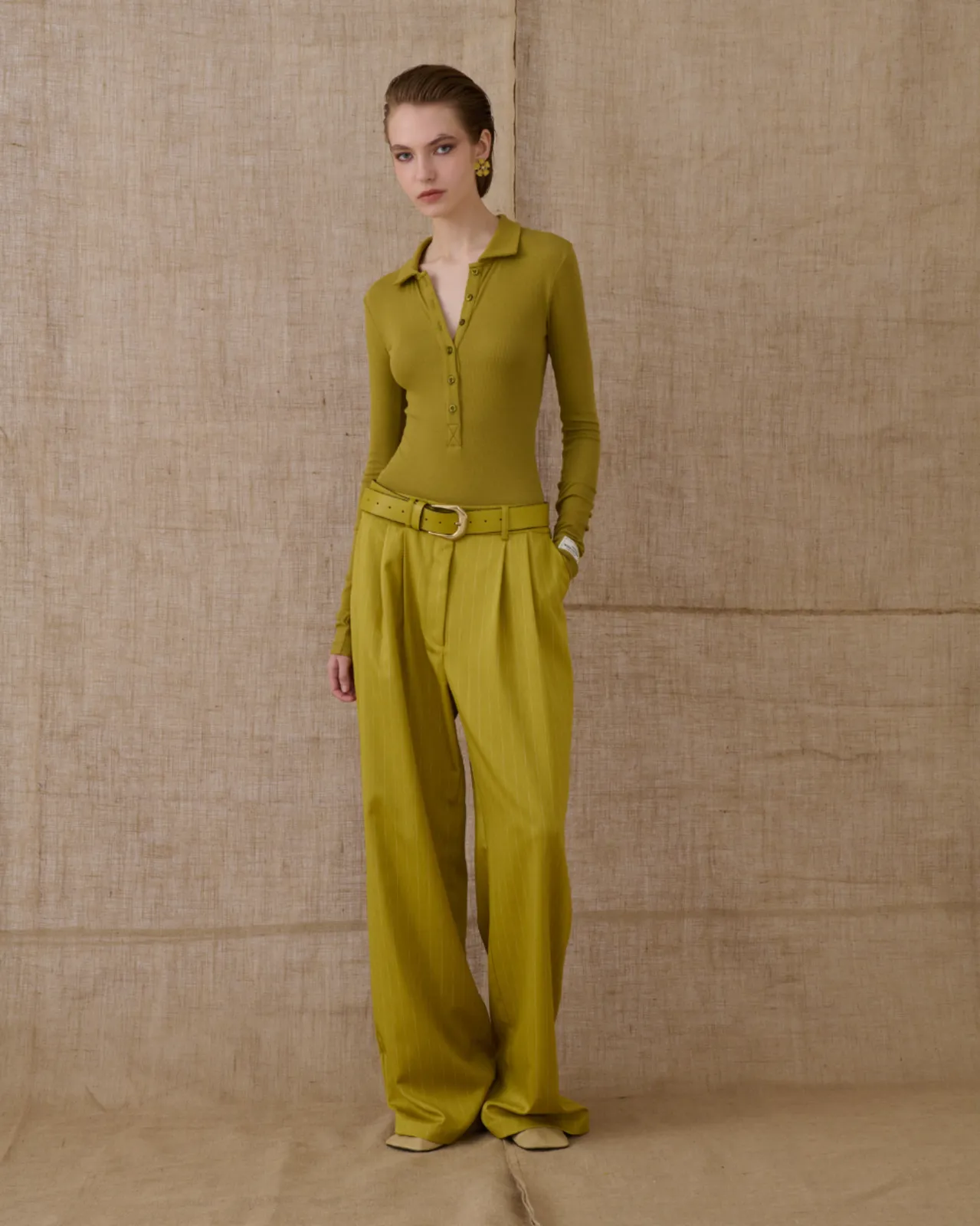 Picture of Striped Pants in Lime Green