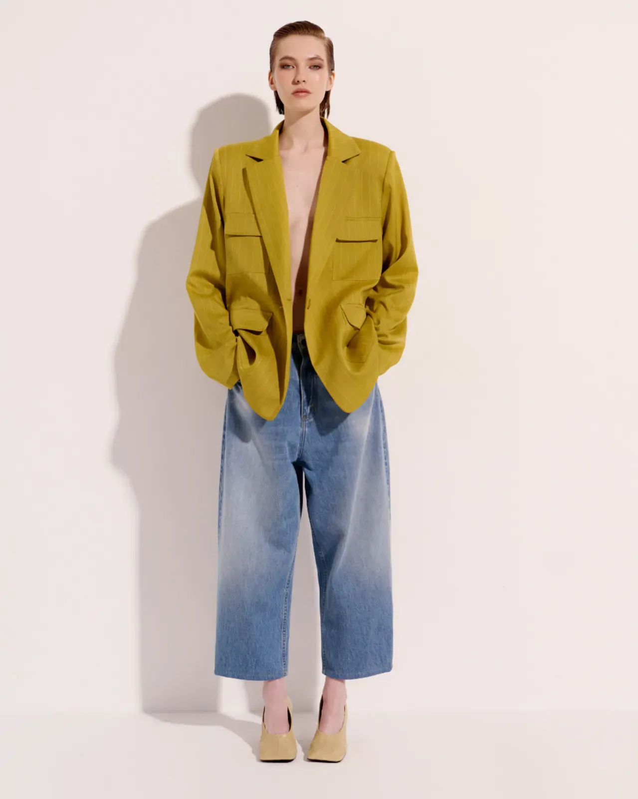 Picture of Striped Blazer in Lime Green