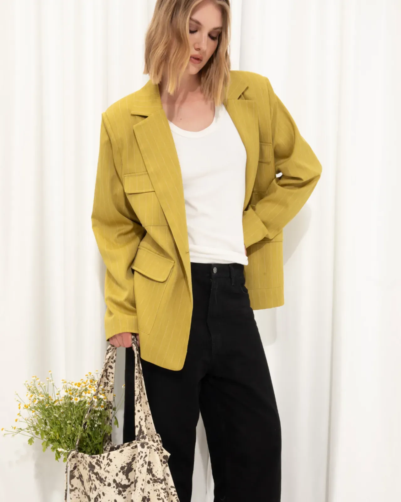 Picture of Striped Blazer in Lime Green