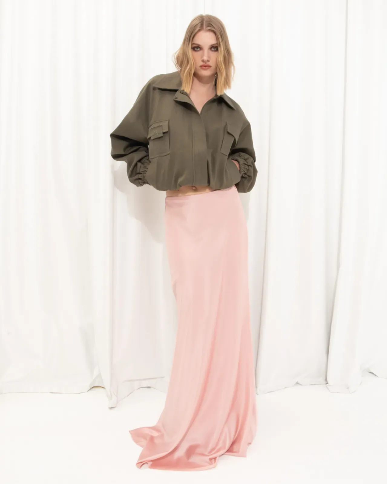 Picture of Khaki Denim Jacket with Logo Embroidery