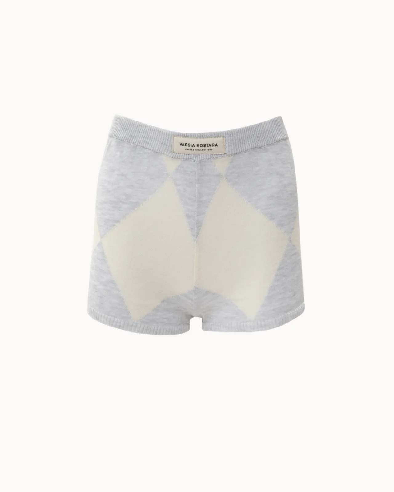 Picture of Ecru Knitted Shorts with Rhombus Pattern