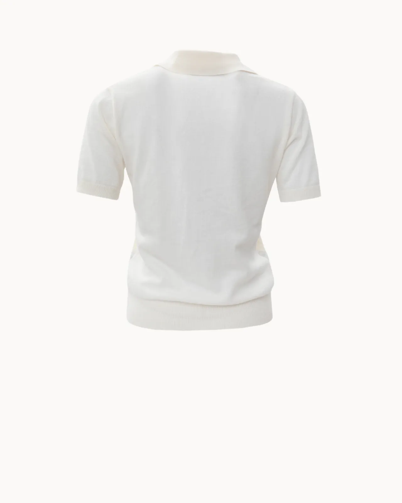 Picture of Ecru Polo Knitted T-Shirt with Rhombus Pattern