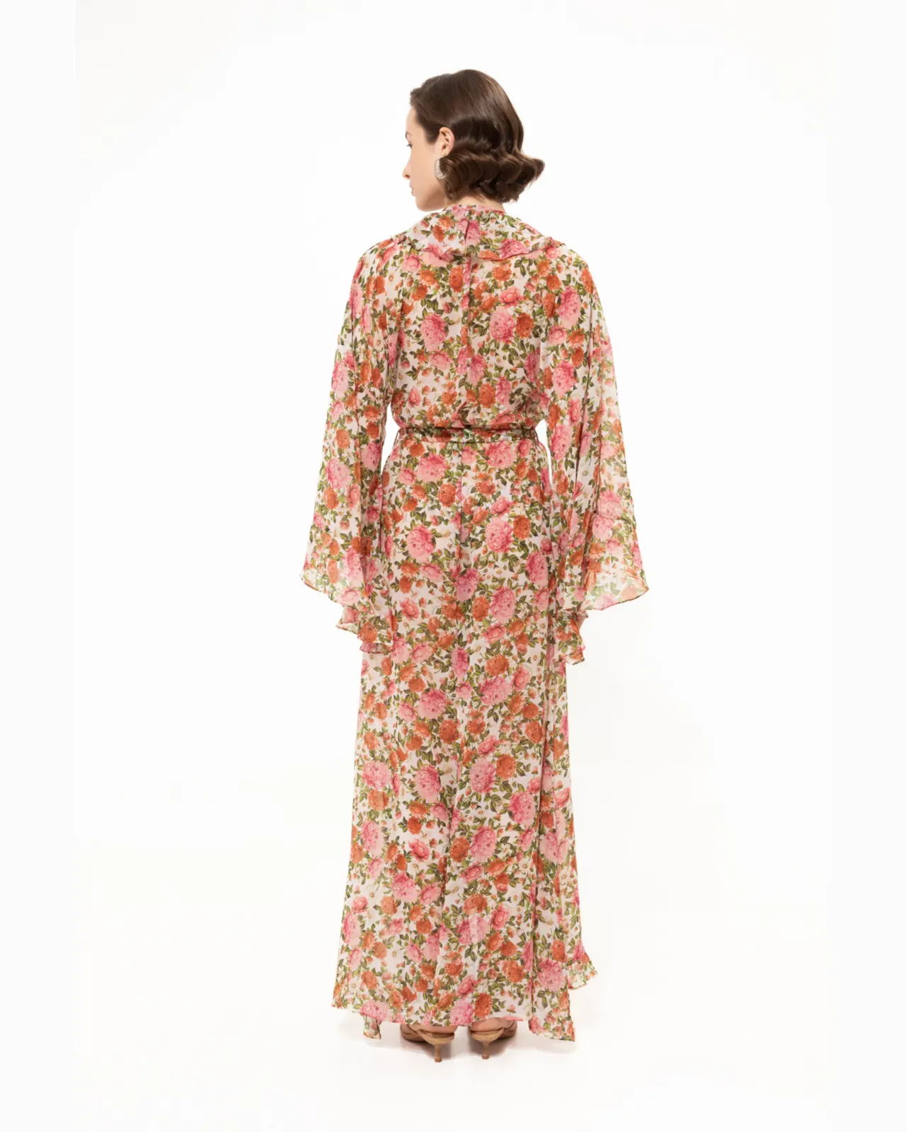 Picture of Pink Floral Ruffled Kimono