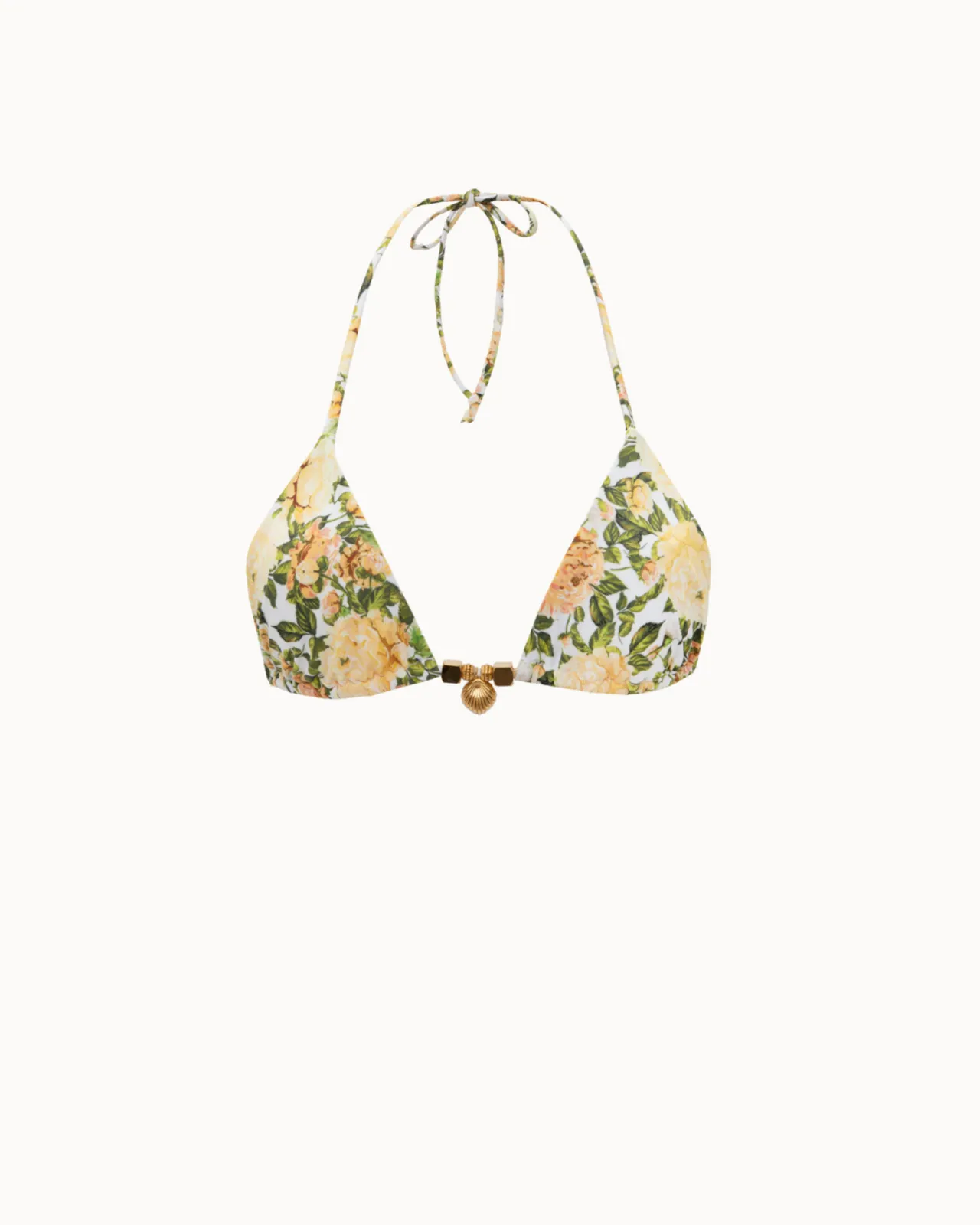 Picture of Yellow Floral Triangle Bikini Top