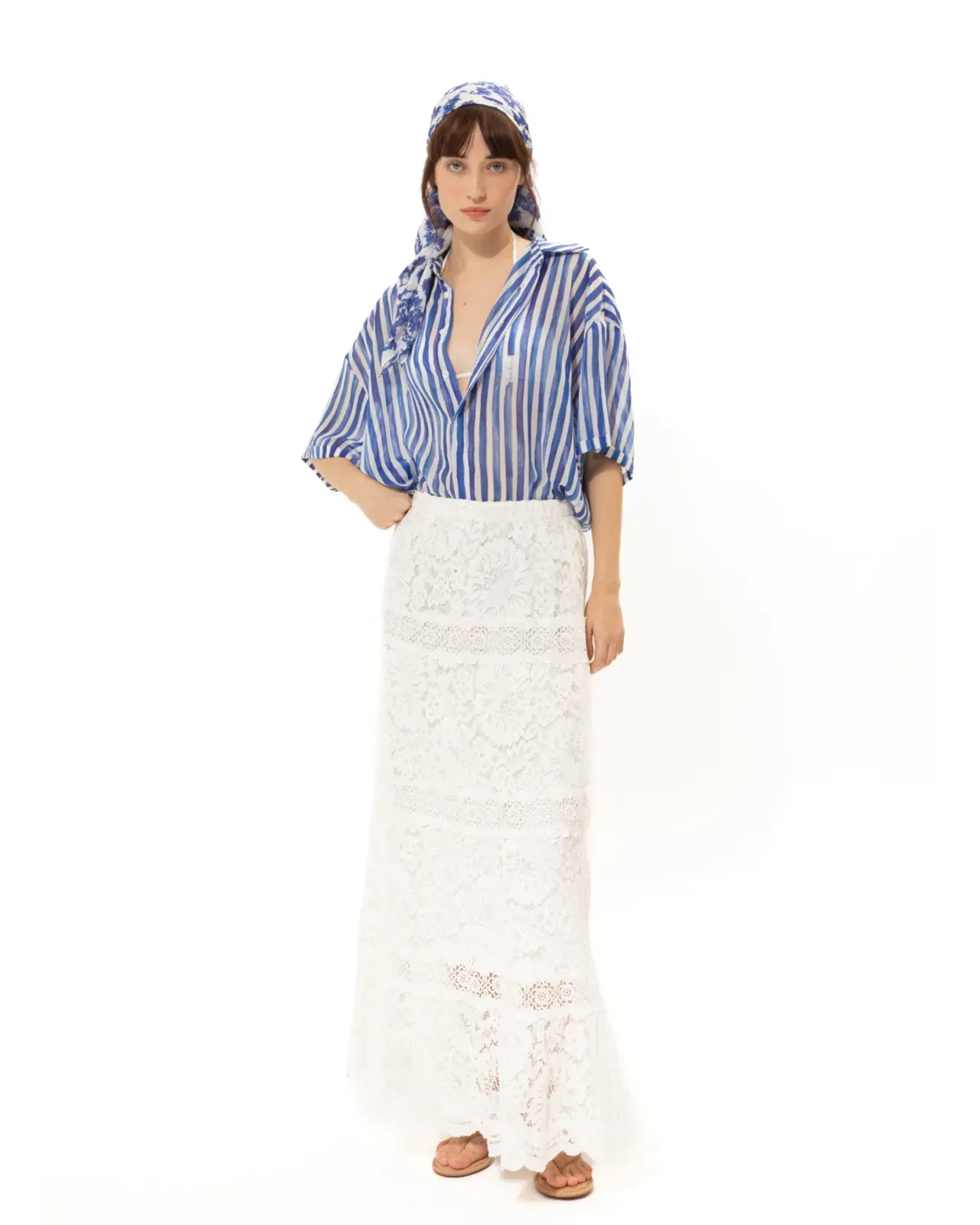 Picture of White Summer Lace Maxi Skirt