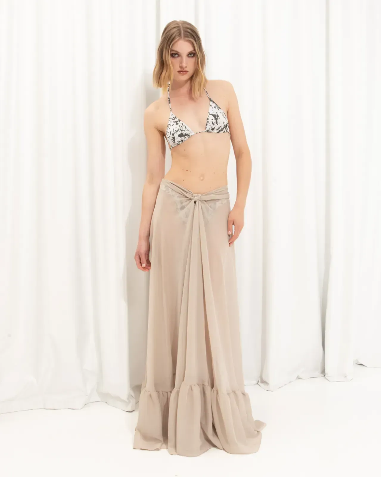 Picture of Beige Ruffled Wrap Skirt