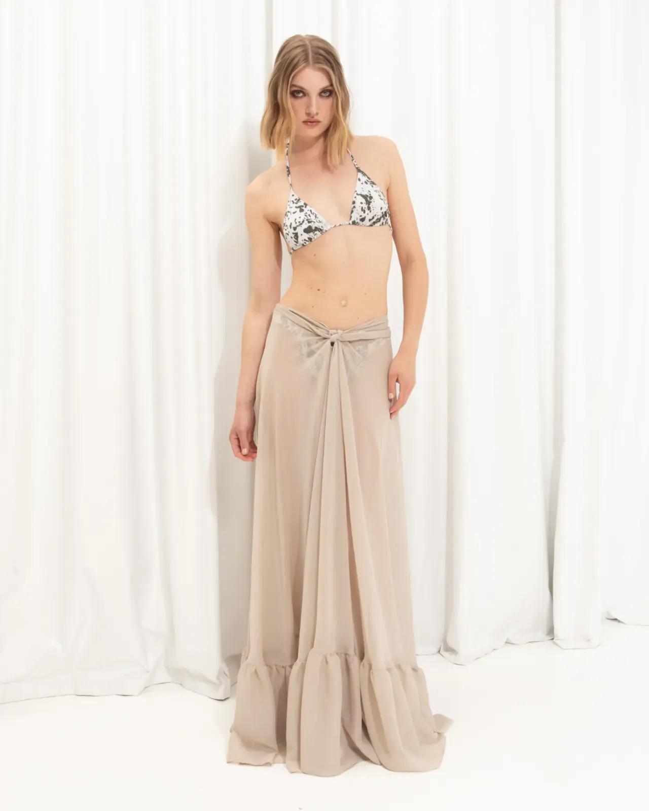 Picture of Beige Ruffled Wrap Skirt