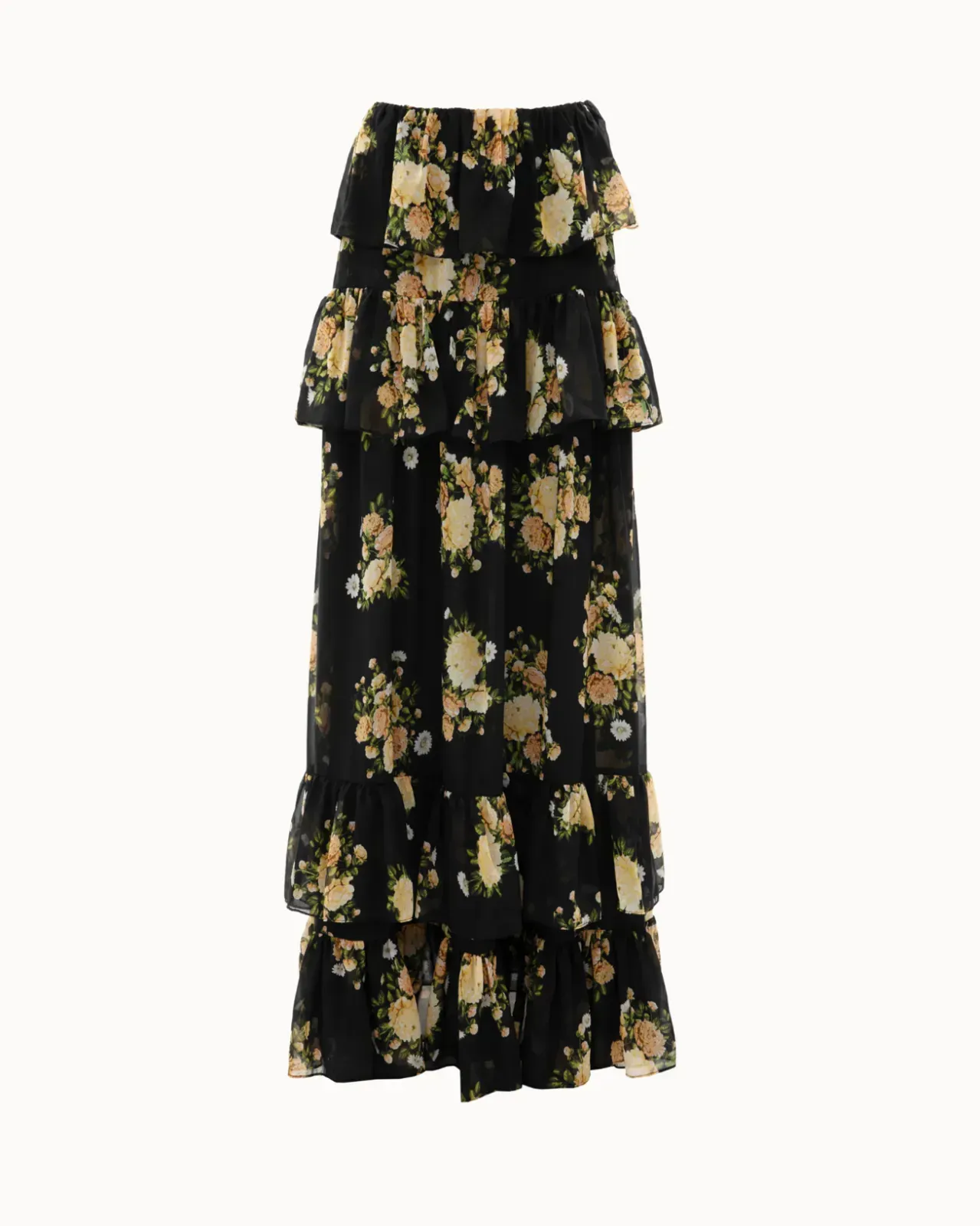 Picture of Black Floral Ruffled Skirt