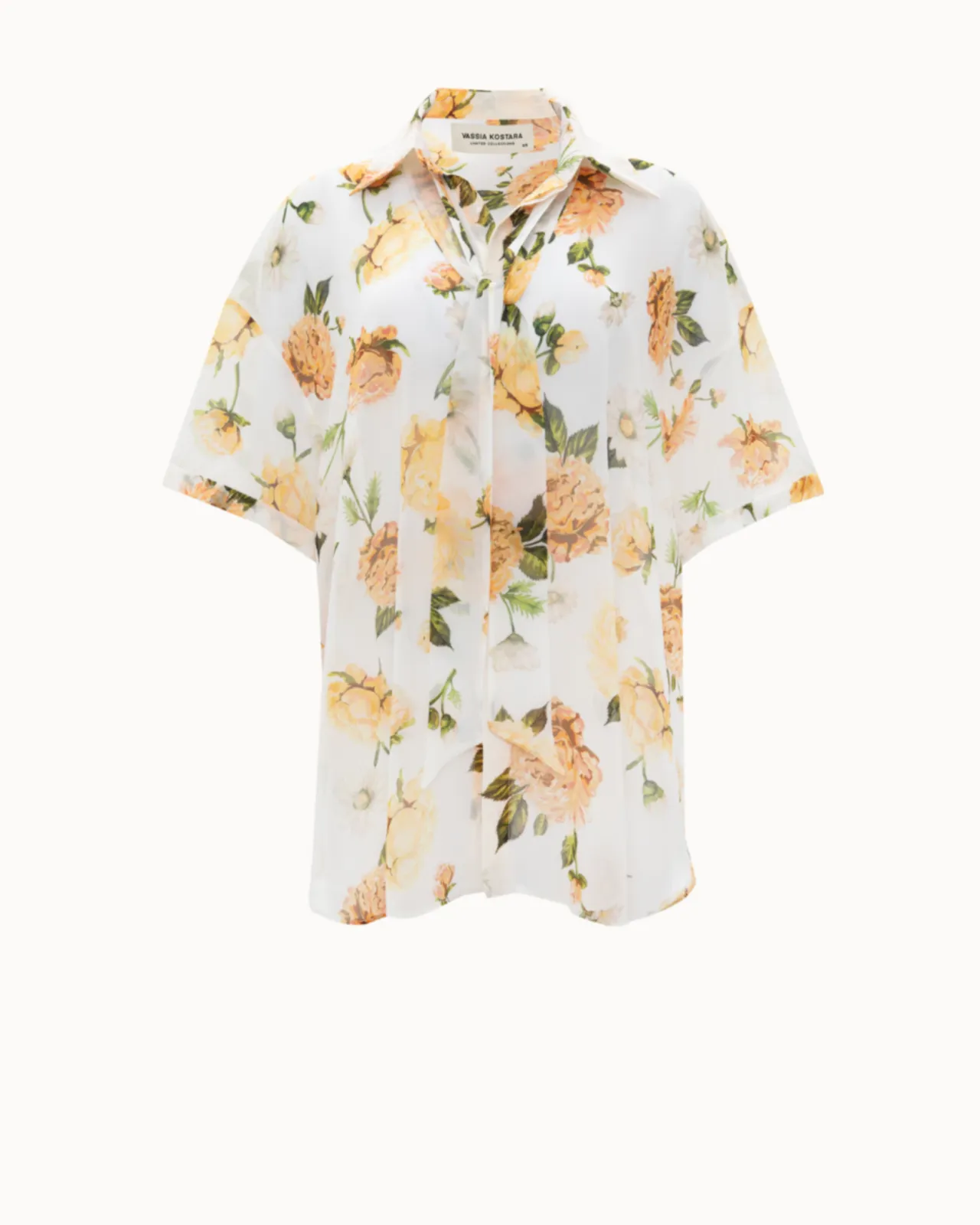 Picture of White Floral Short-Sleeved OS Shirt