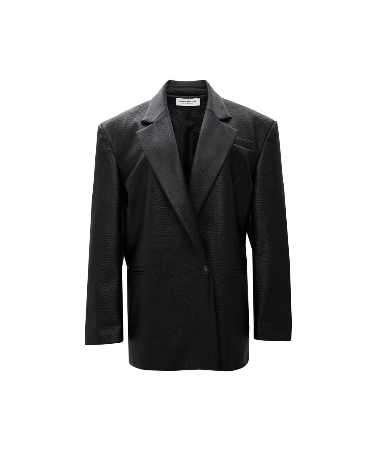 Picture of BLACK FAUX LEATHER BLAZER
