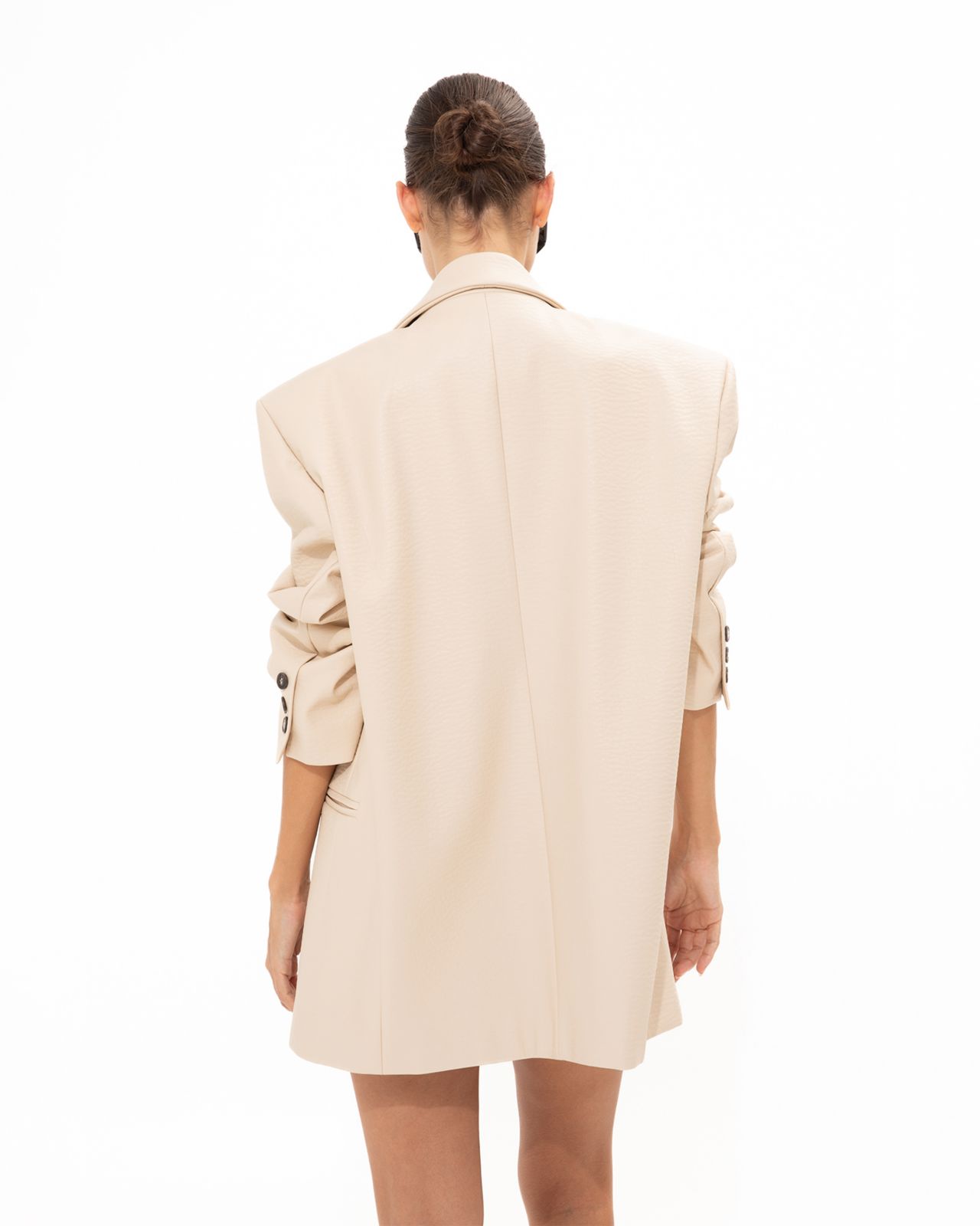 Picture of CREME FAUX LEATHER BLAZER