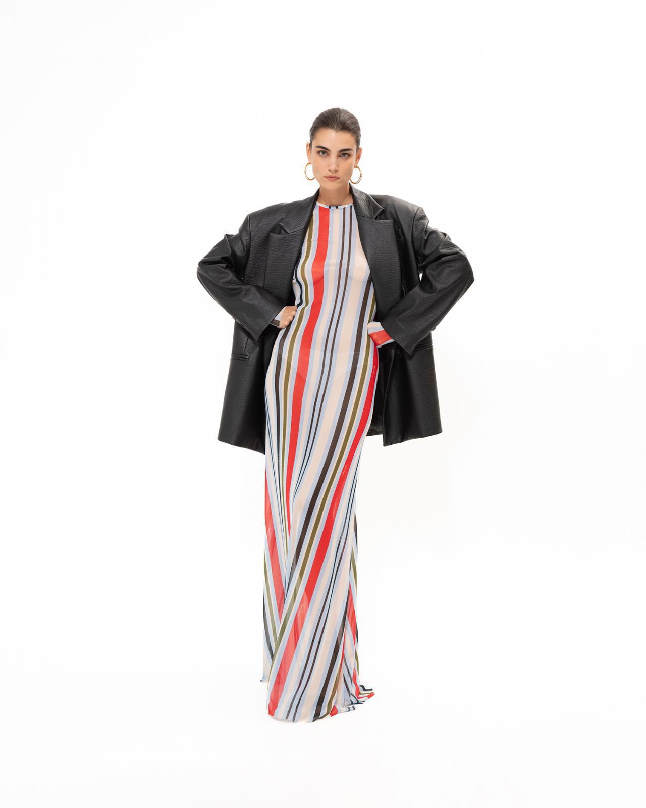 Picture of RED STRIPED MESH DRESS