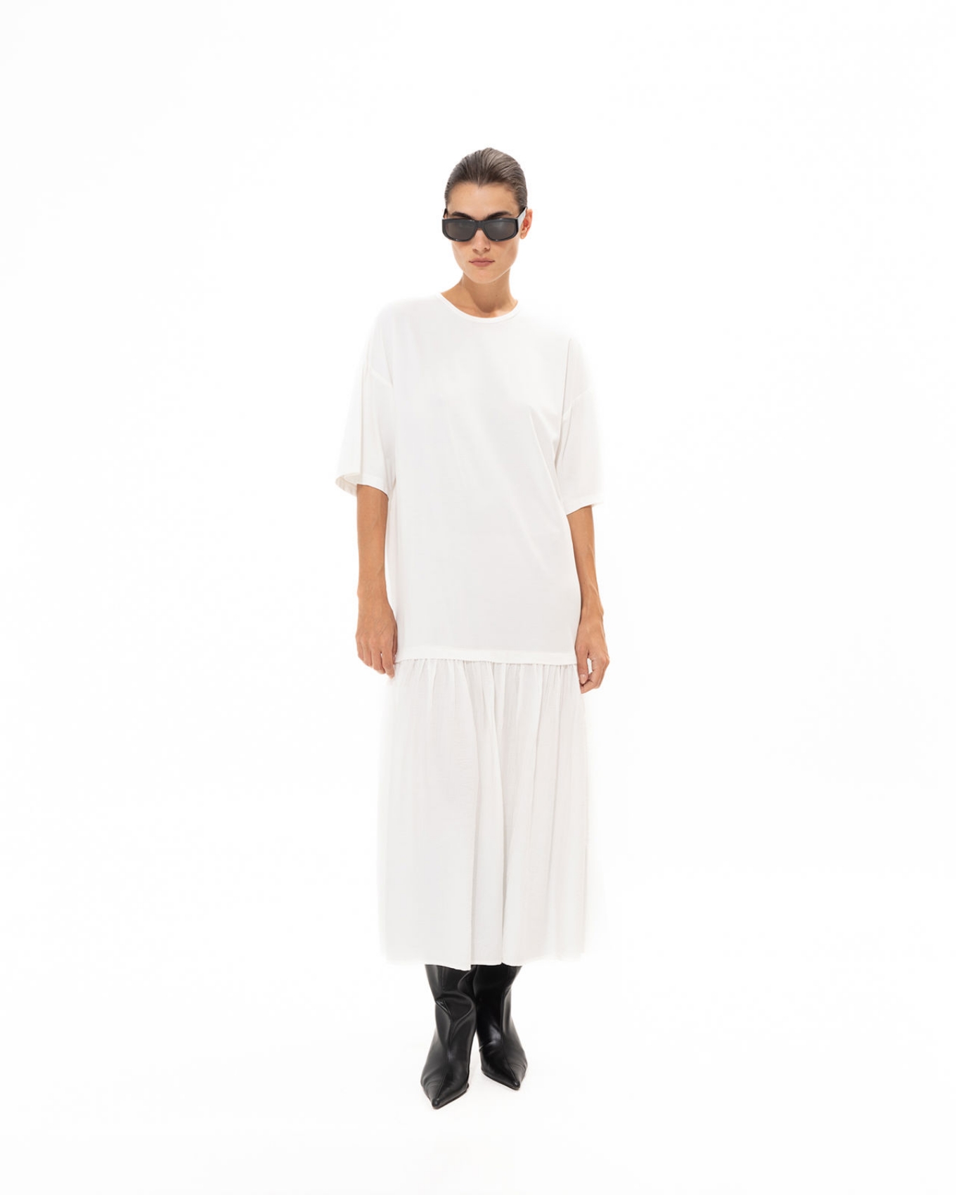 Picture of WHITE MIDI COTTON DRESS