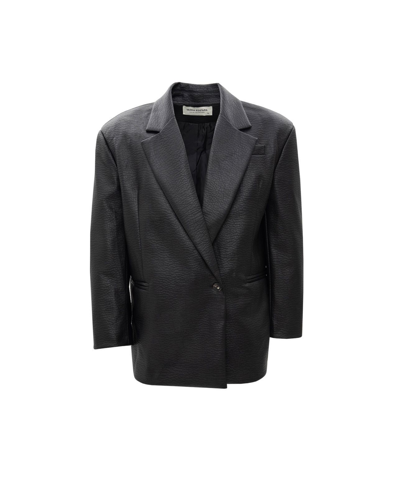 Picture of MEN'S BLACK FAUX LEATHER BLAZER