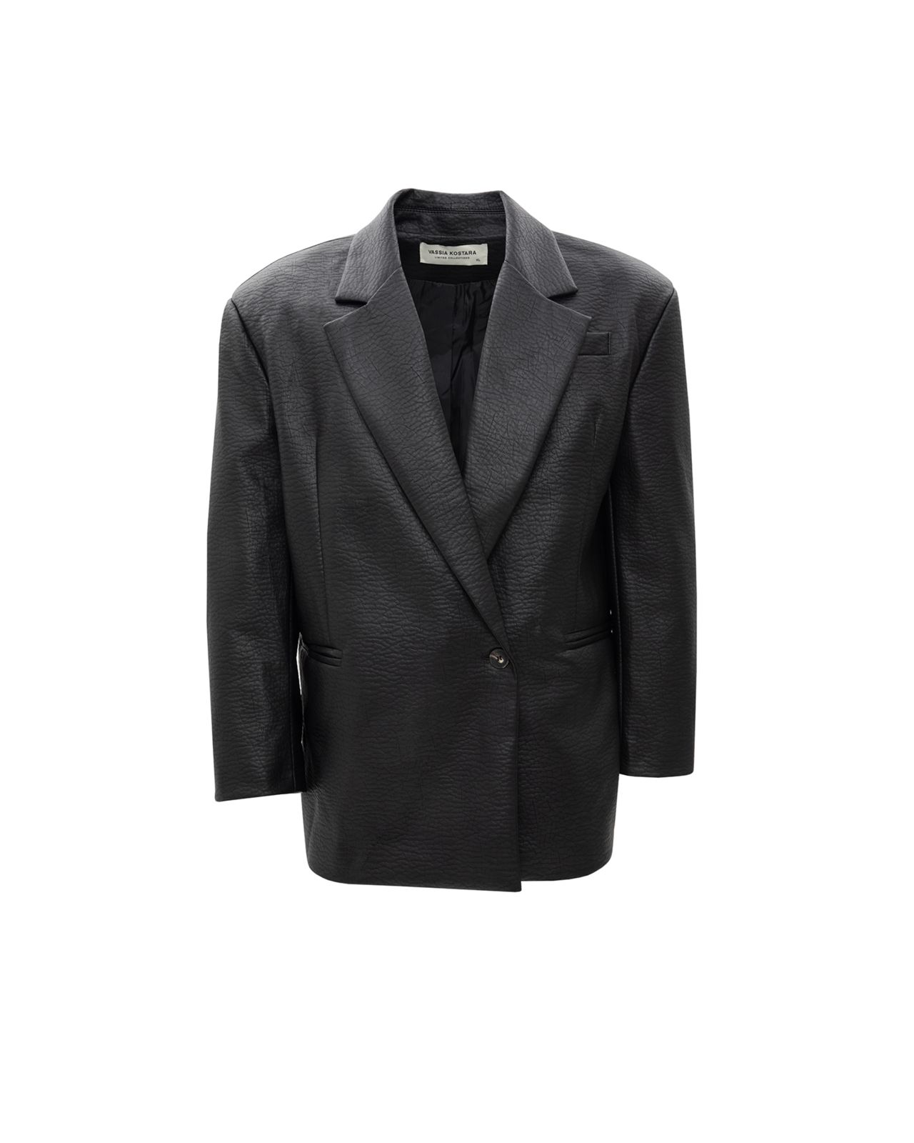 Picture of MEN'S BLACK FAUX LEATHER BLAZER