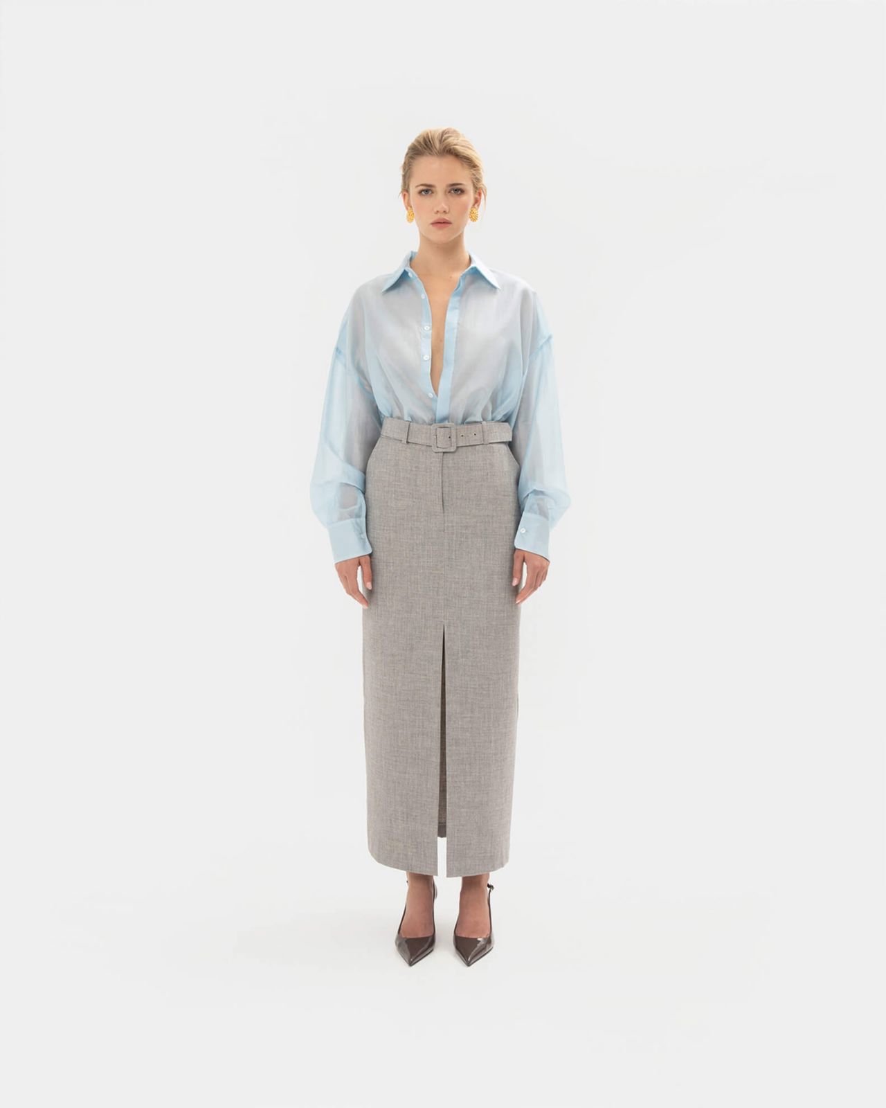 Picture of GREY STRAIGHT-LINE SKIRT