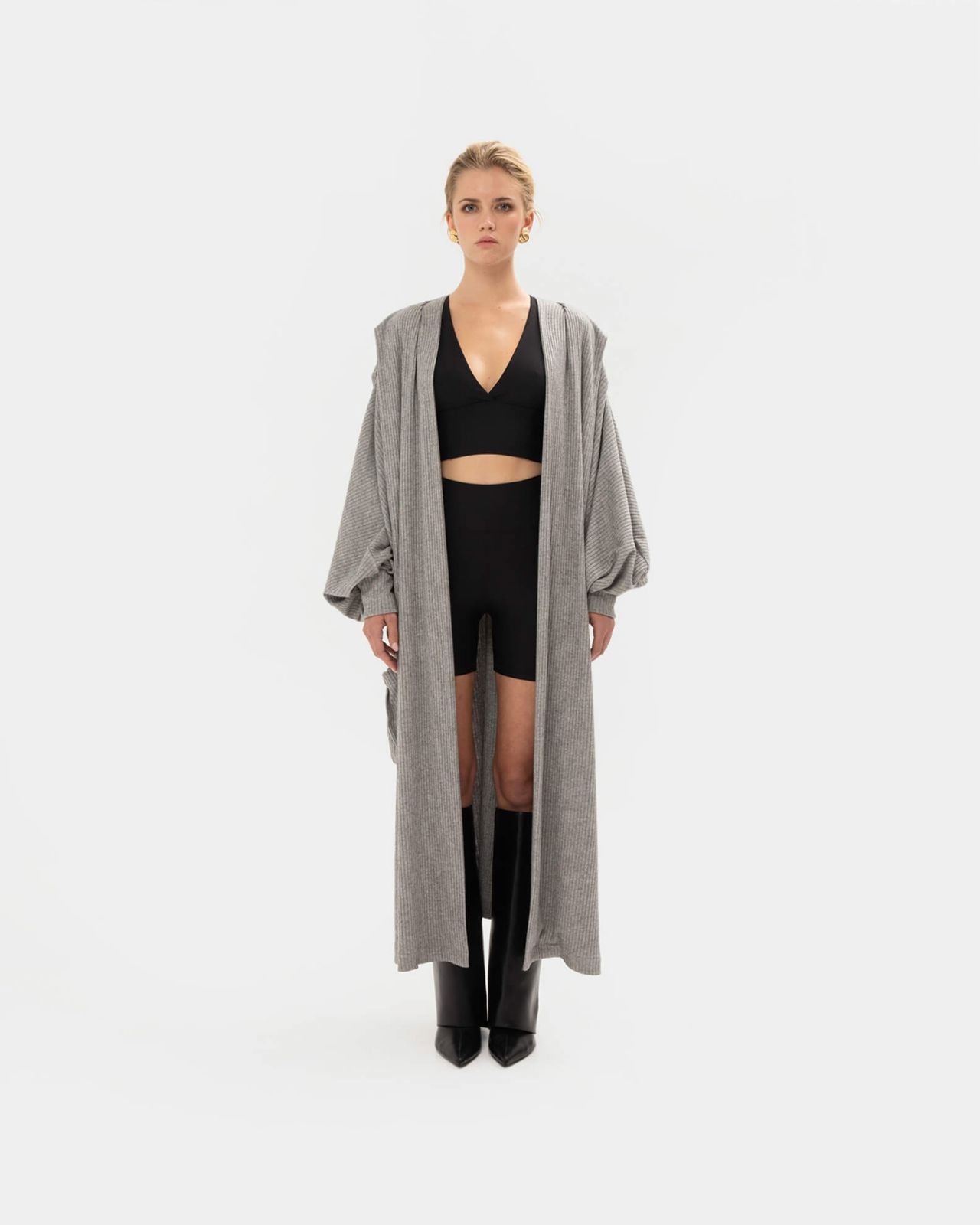 Picture of GREY KNIT LONG CARDIGAN