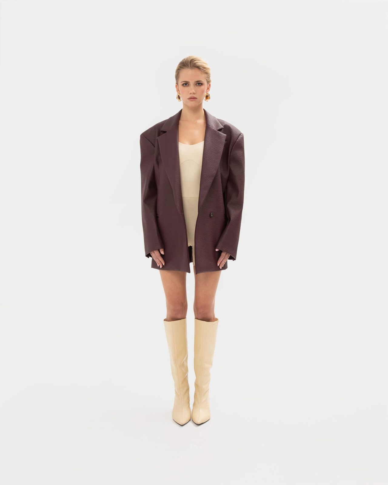 Picture of AMETHYST FAUX LEATHER BLAZER