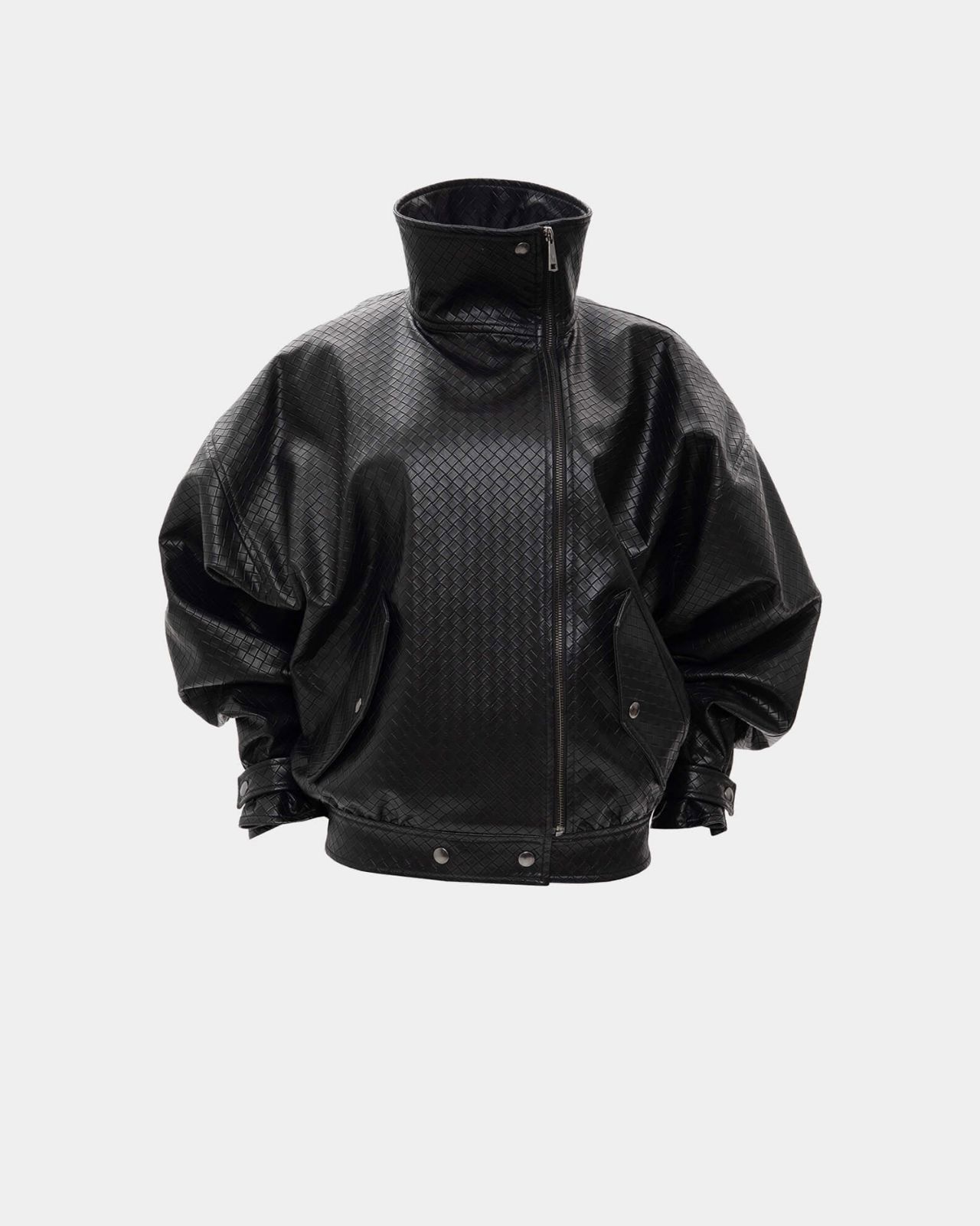Picture of PANAMA WEAVE BLACK BOMBER JACKET
