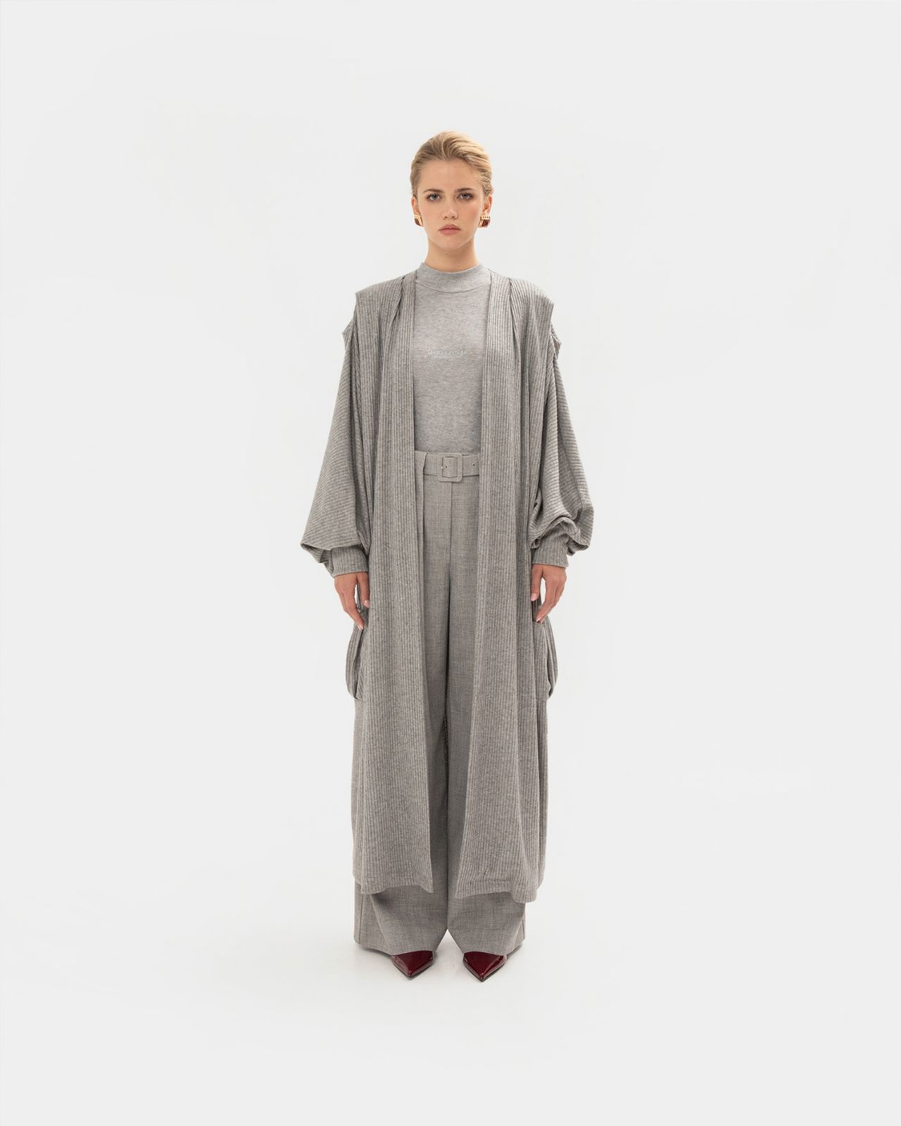 Picture of GREY KNIT LONG CARDIGAN