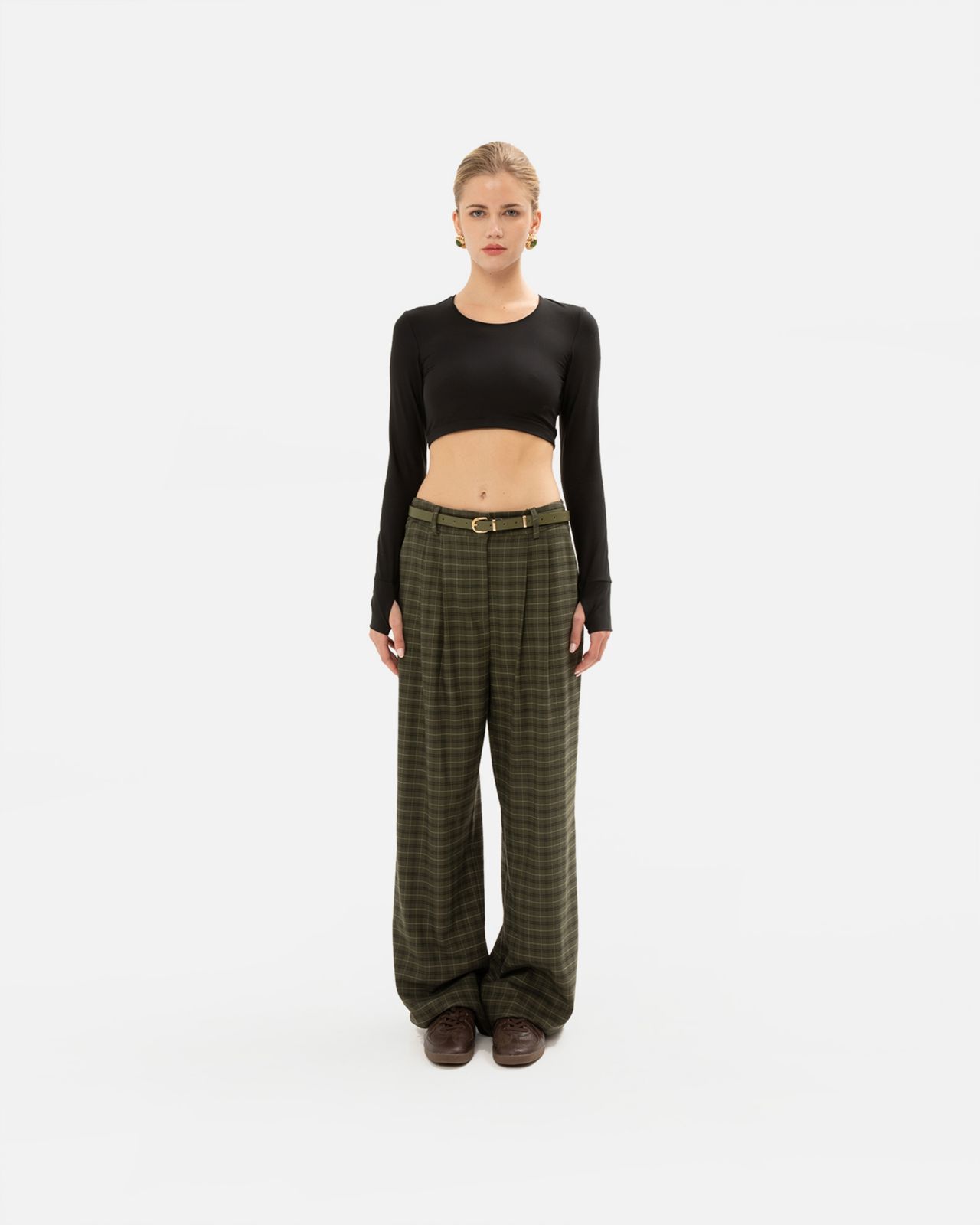 Picture of OLIVE CHEQUERED PANTS