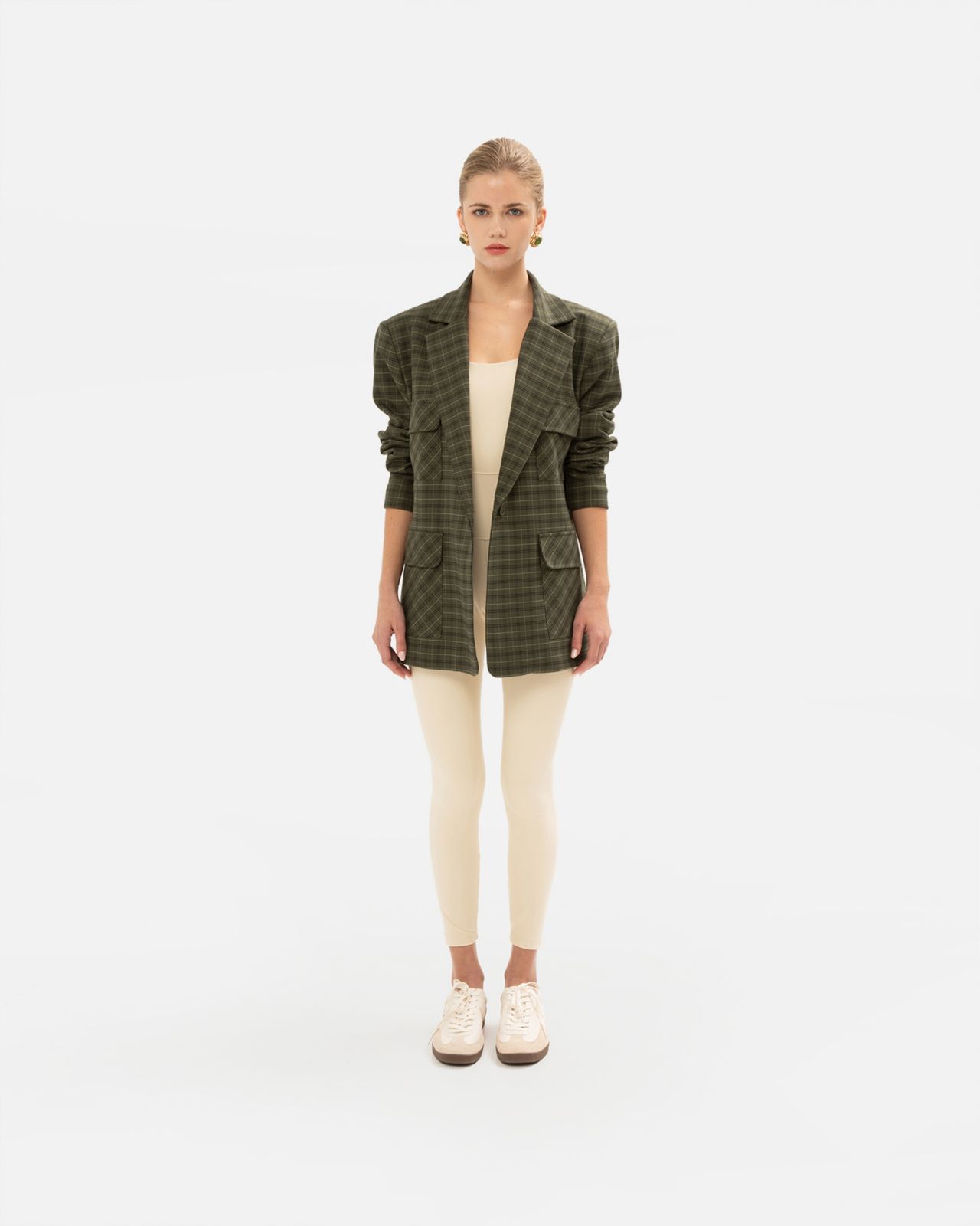 Picture of OLIVE CHEQUERED BLAZER