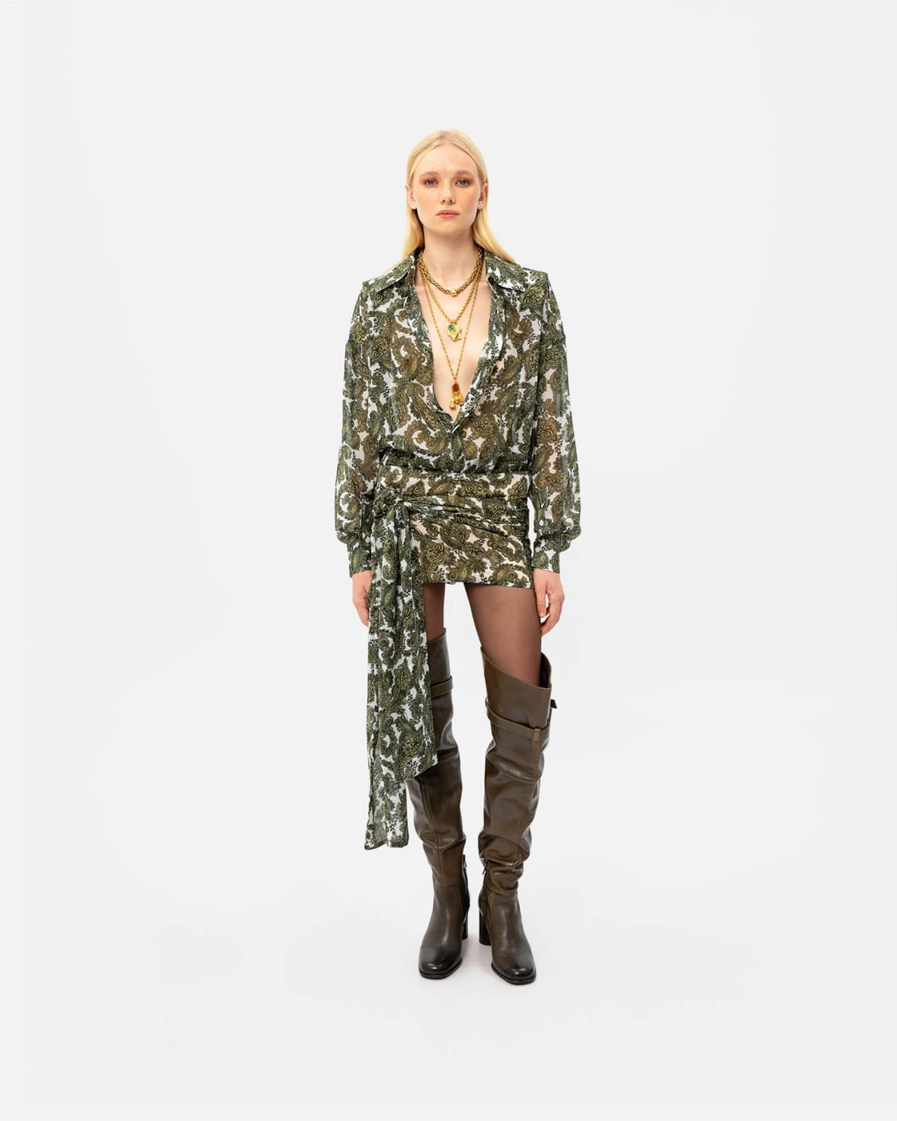 Picture of GREEN PAISLEY WRAP SKIRT