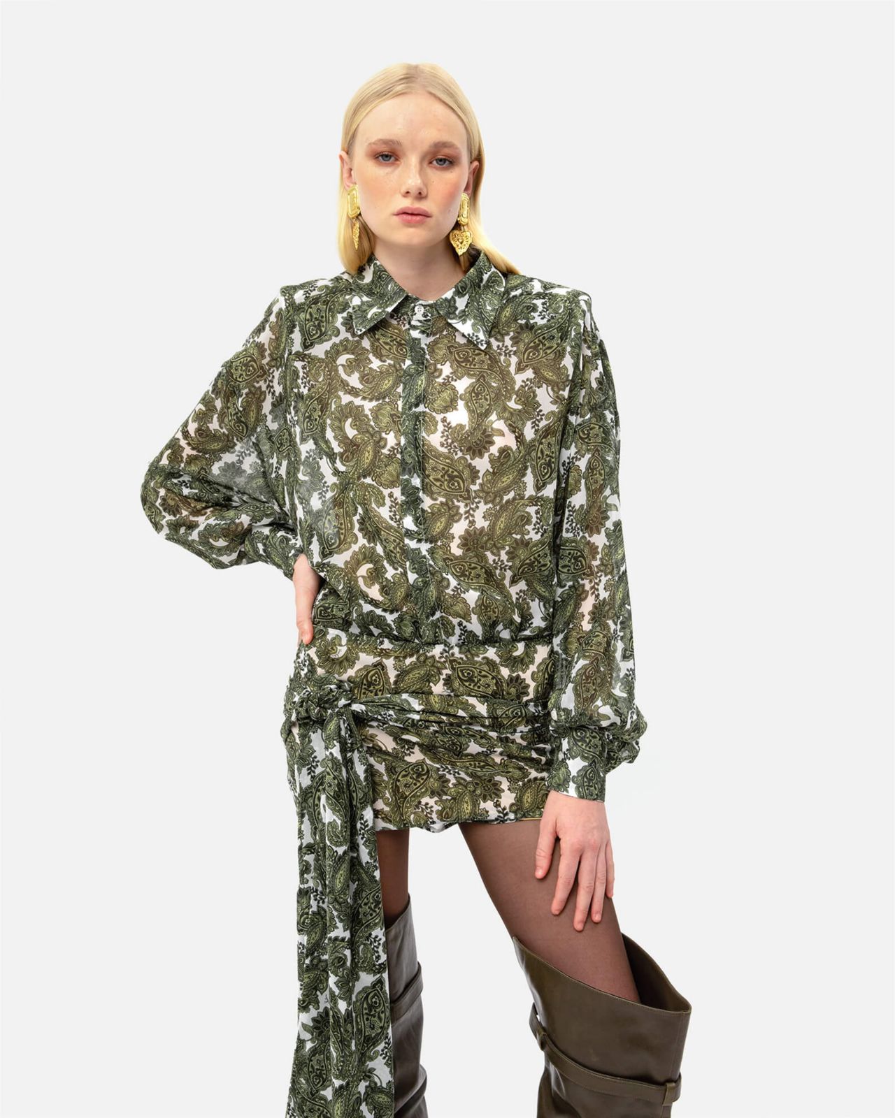 Picture of GREEN PAISLEY WRAP SKIRT