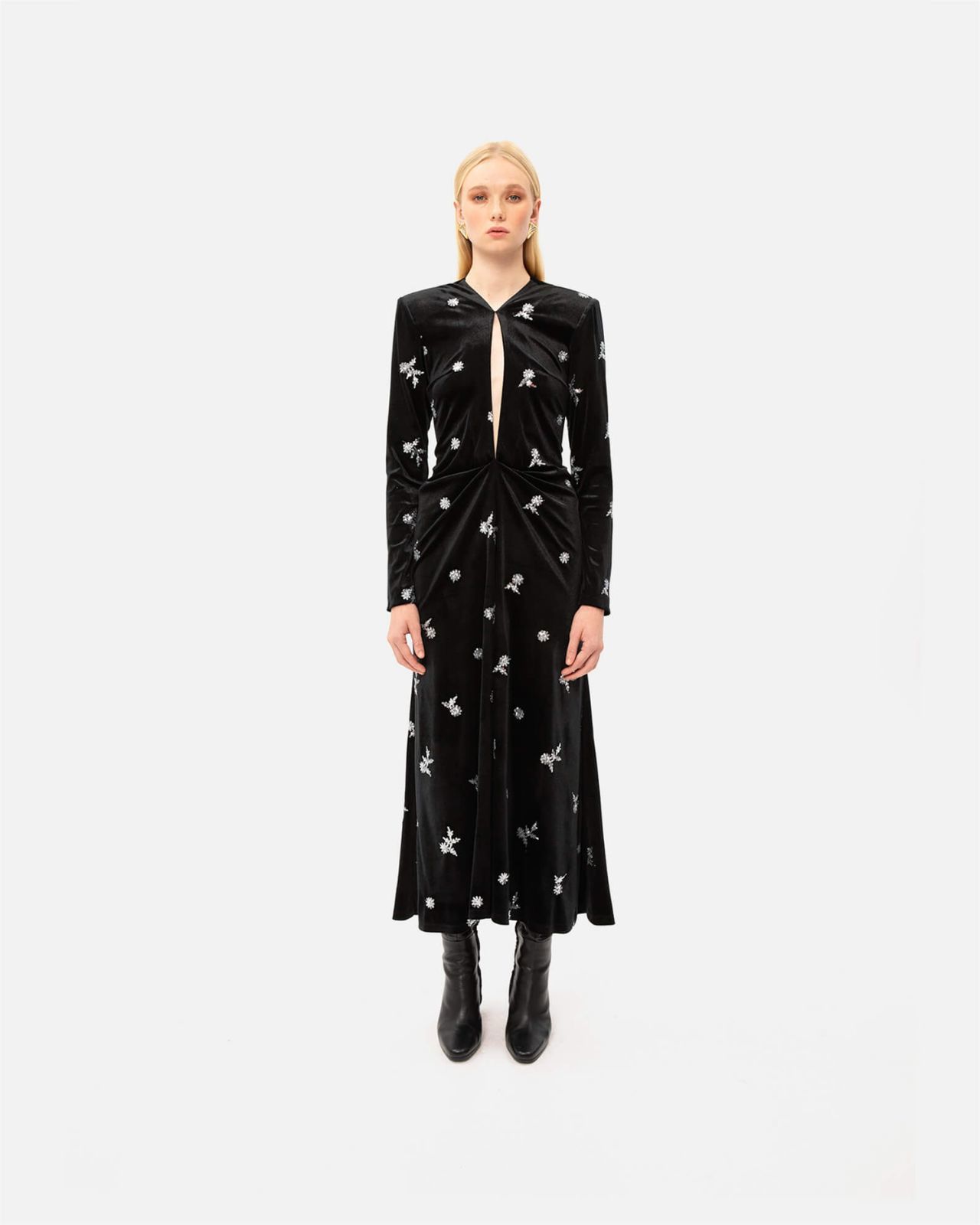 Picture of BLACK VELVET MIDI DRESS
