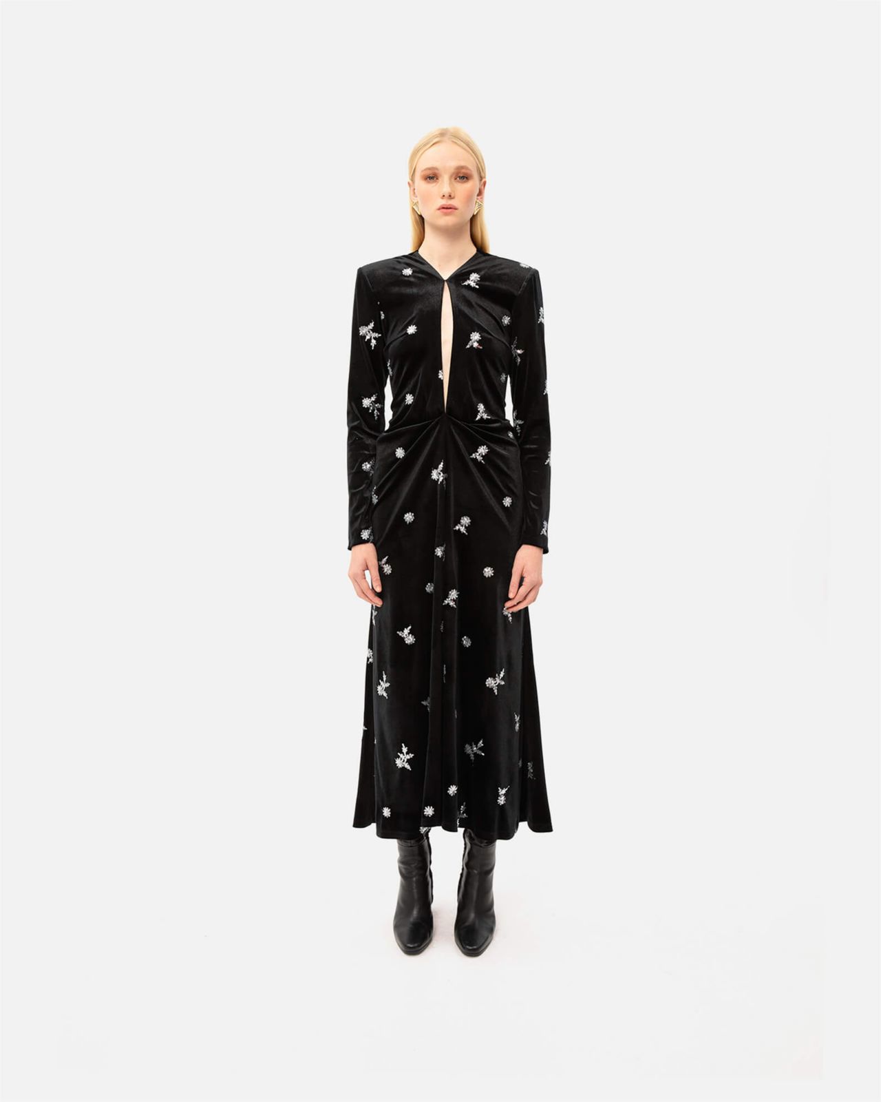 Picture of BLACK VELVET MIDI DRESS
