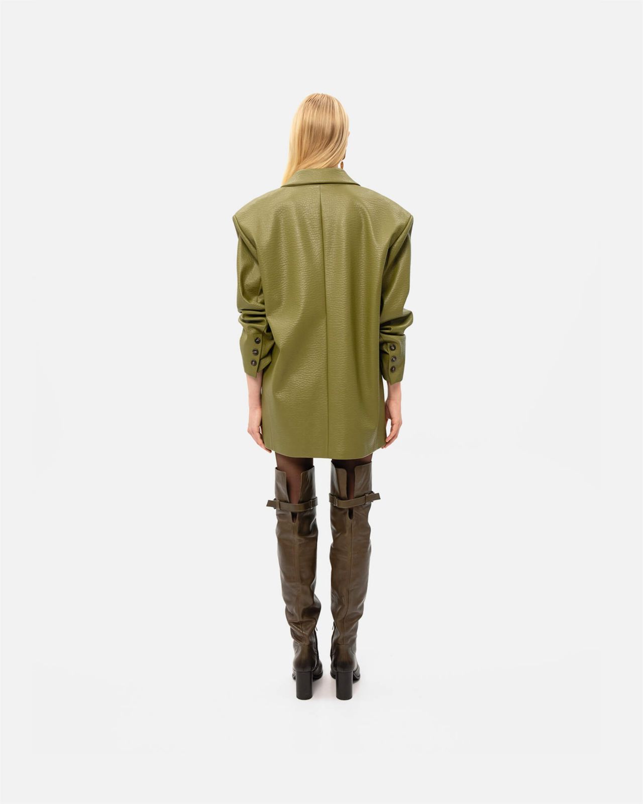 Picture of OLIVE FAUX LEATHER BLAZER