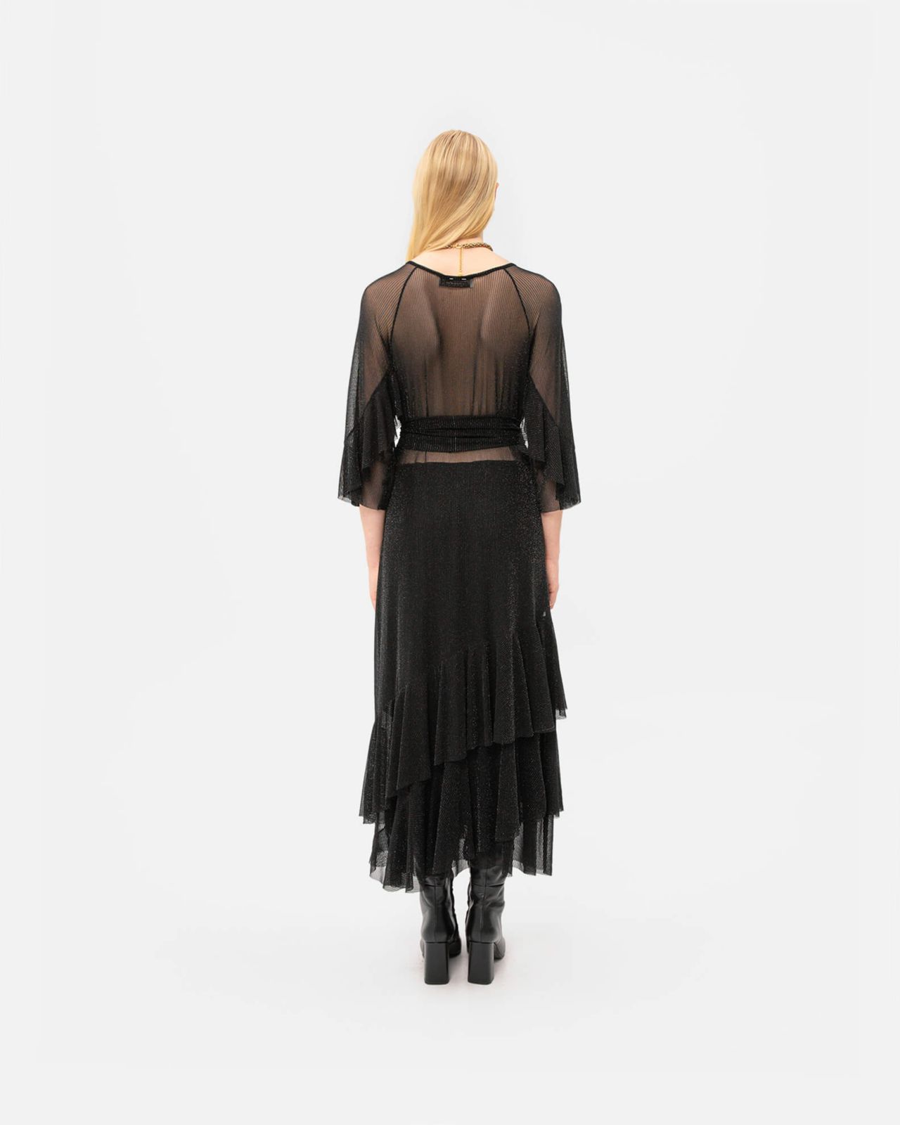 Picture of BLACK SHIMMER RUFFLED DRESS