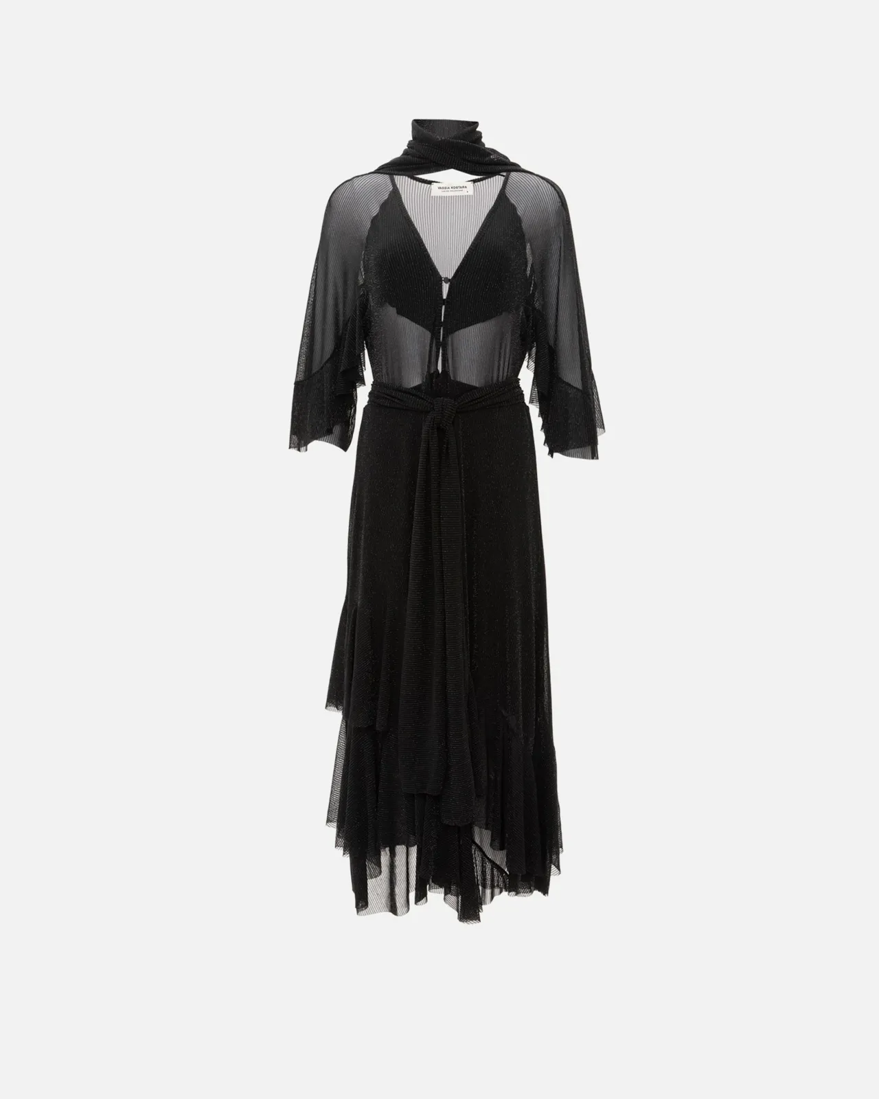 Picture of BLACK SHIMMER RUFFLED DRESS