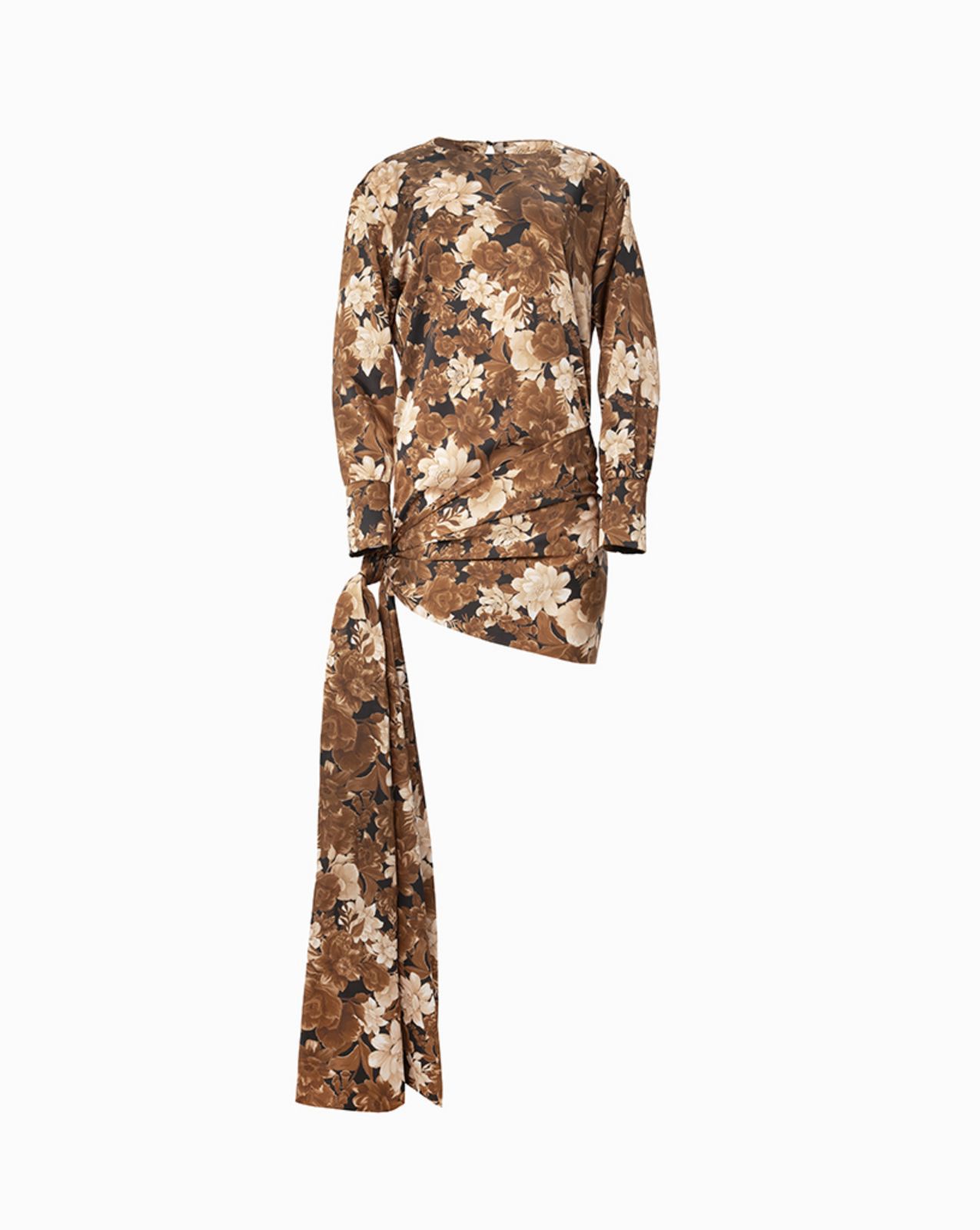 Picture of Brown Dahlia Mini Wrap Tie Detail Dress