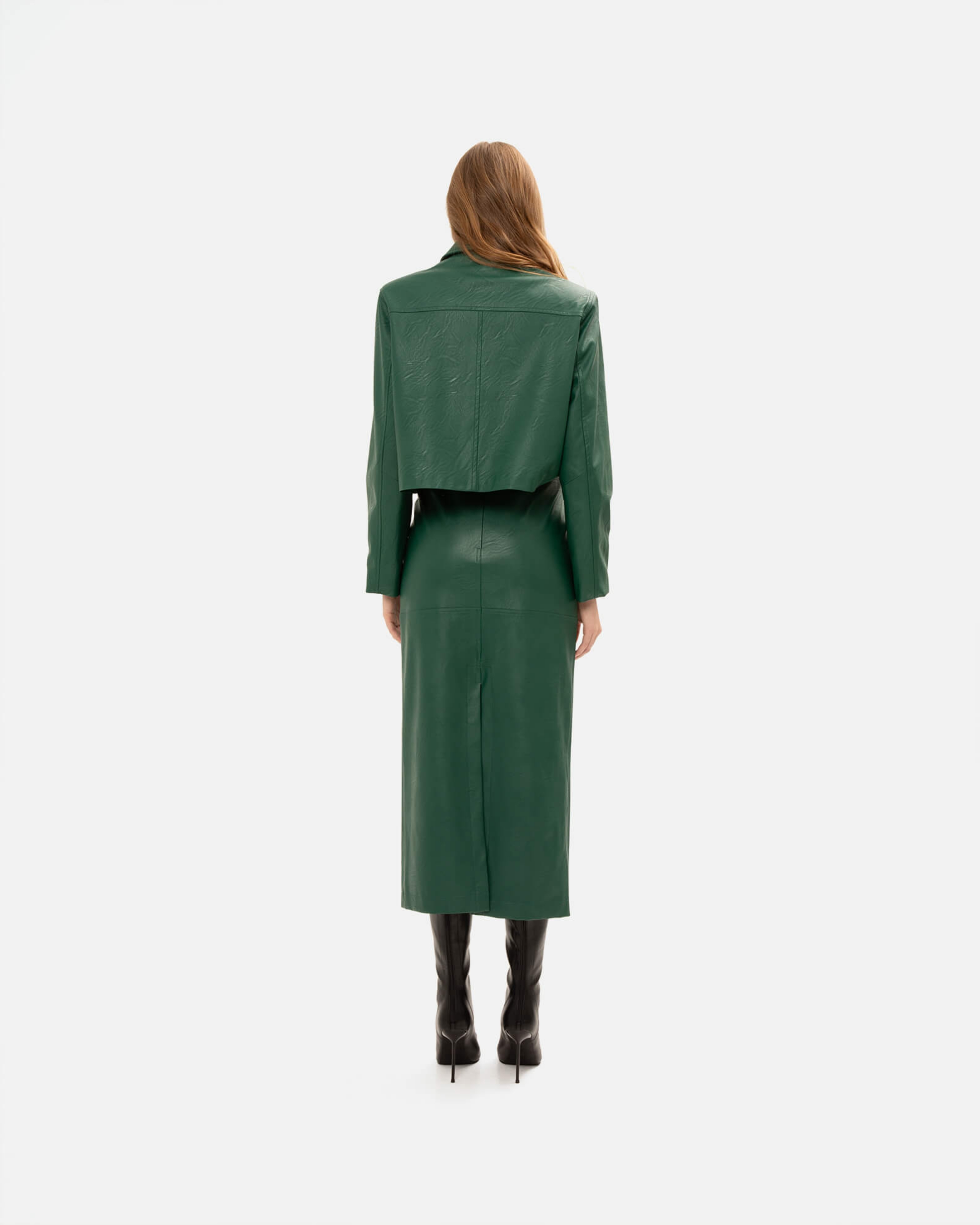 Picture of ALPINE GREEN FAUX LEATHER SKIRT