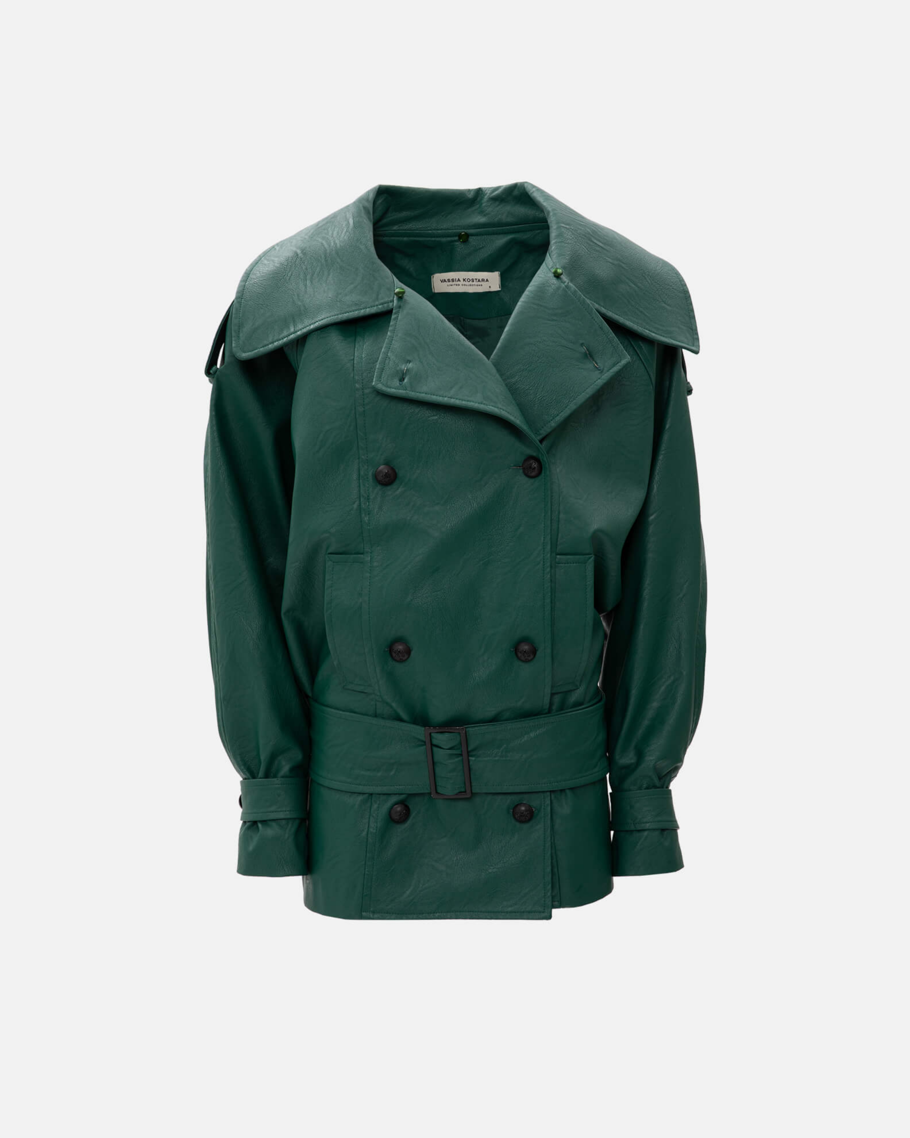 Picture of FOREST GREEN FAUX LEATHER JACKET