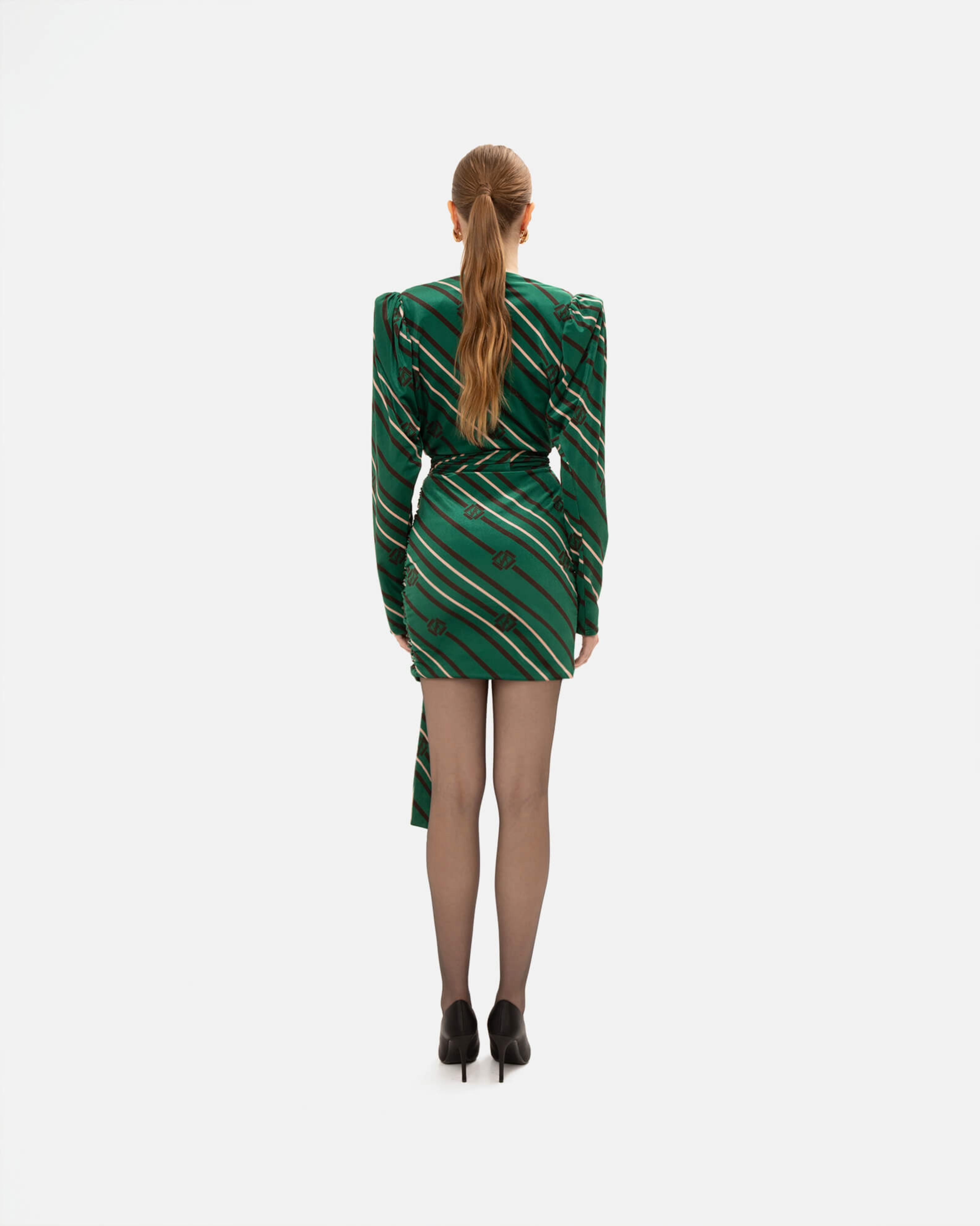 Picture of BLACK & GREEN STRIPED MINI DRESS