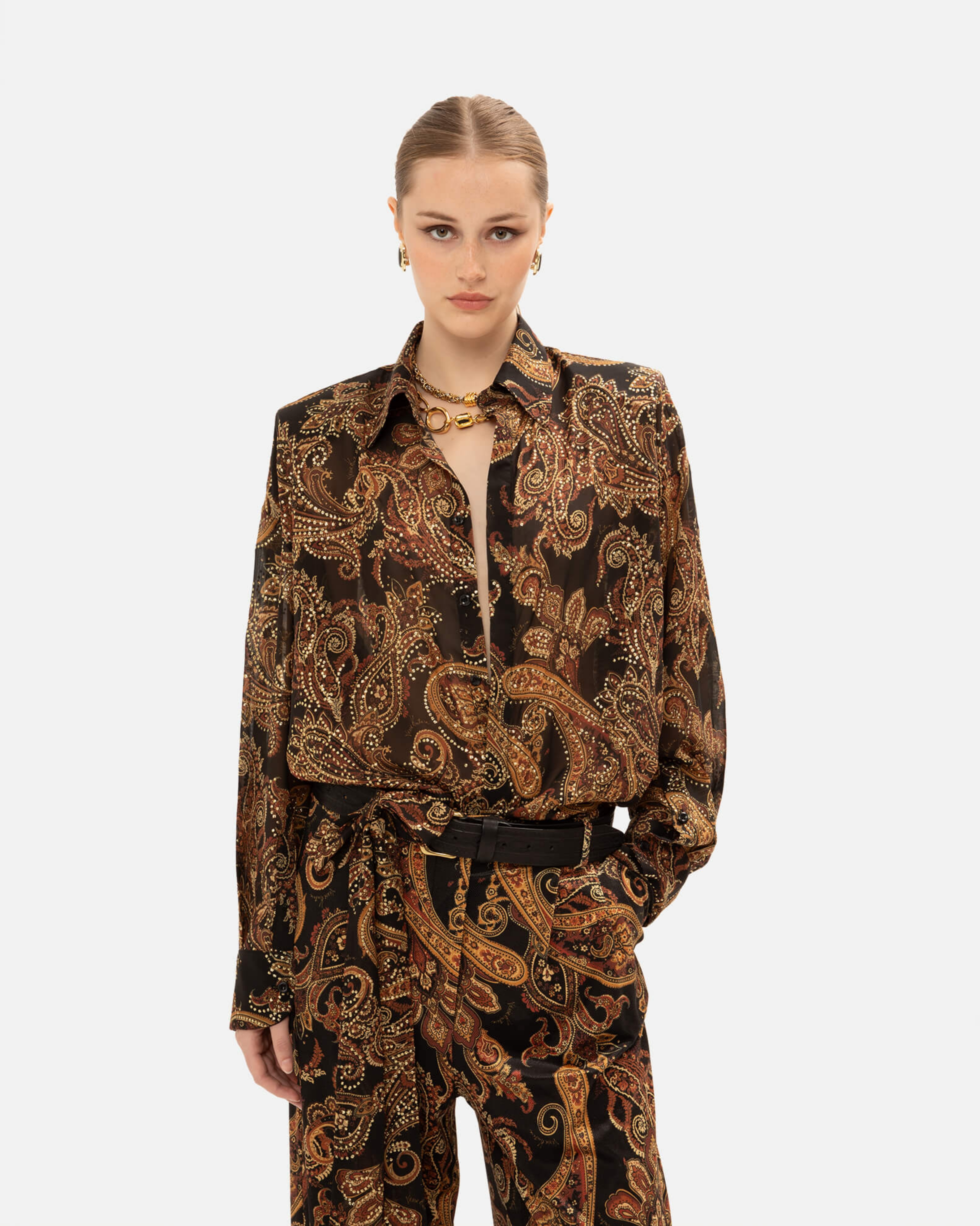 Picture of GOLDEN-BROWN PAISLEY OS SHIRT