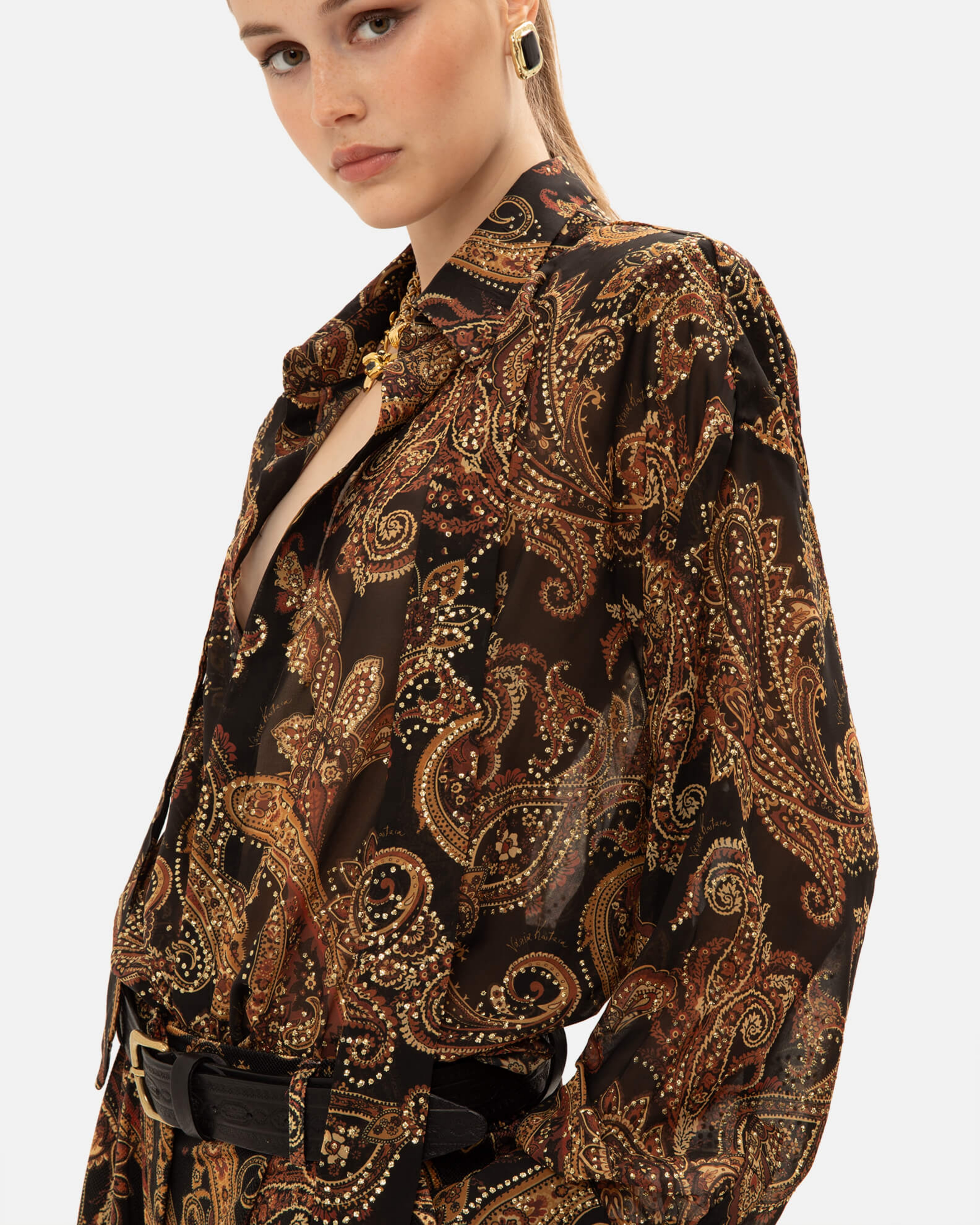 Picture of GOLDEN-BROWN PAISLEY OS SHIRT