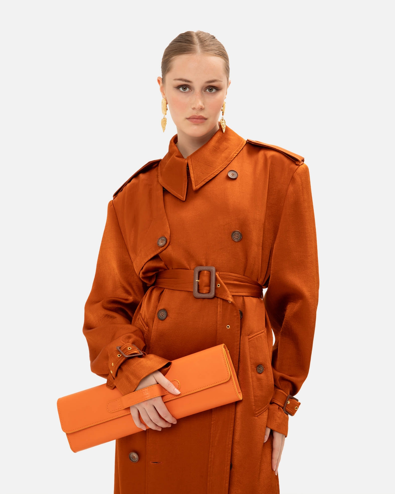 Picture of BURNT ORANGE LEATHER CLUTCH