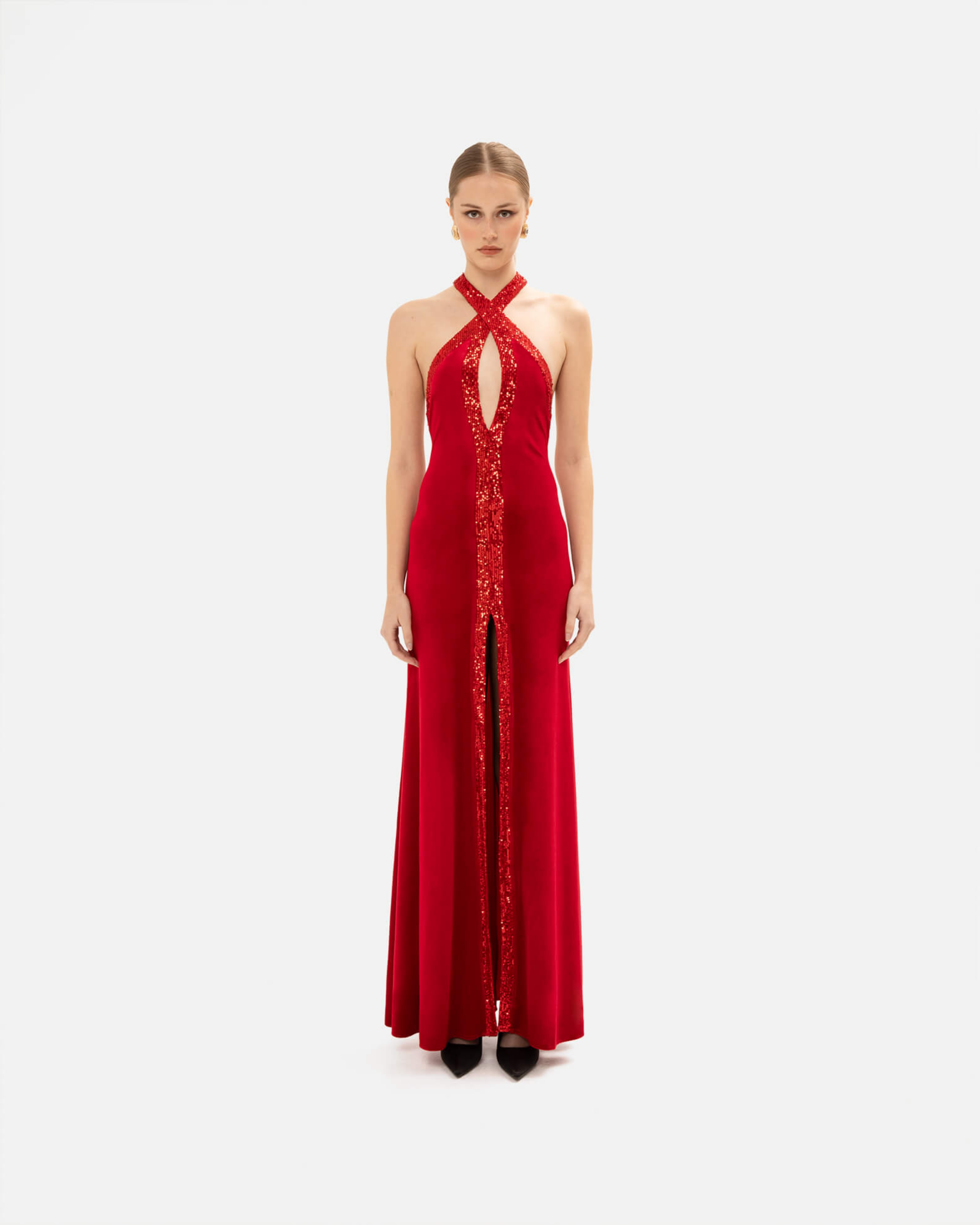 Picture of RED SEQUINED MAXI GOWN